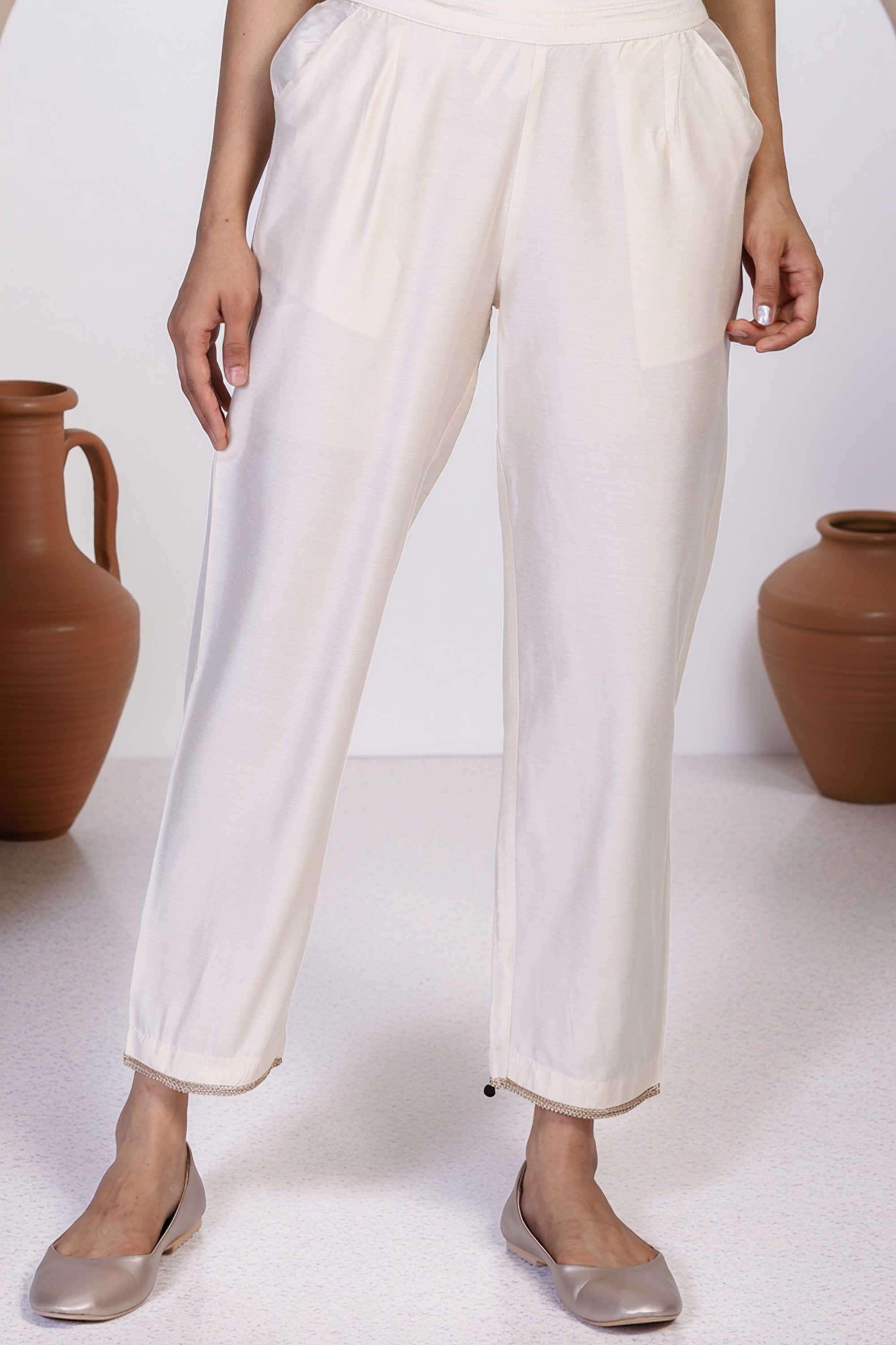Solid-Blended-Fabric-Women-s-Festive-Wear-Pants