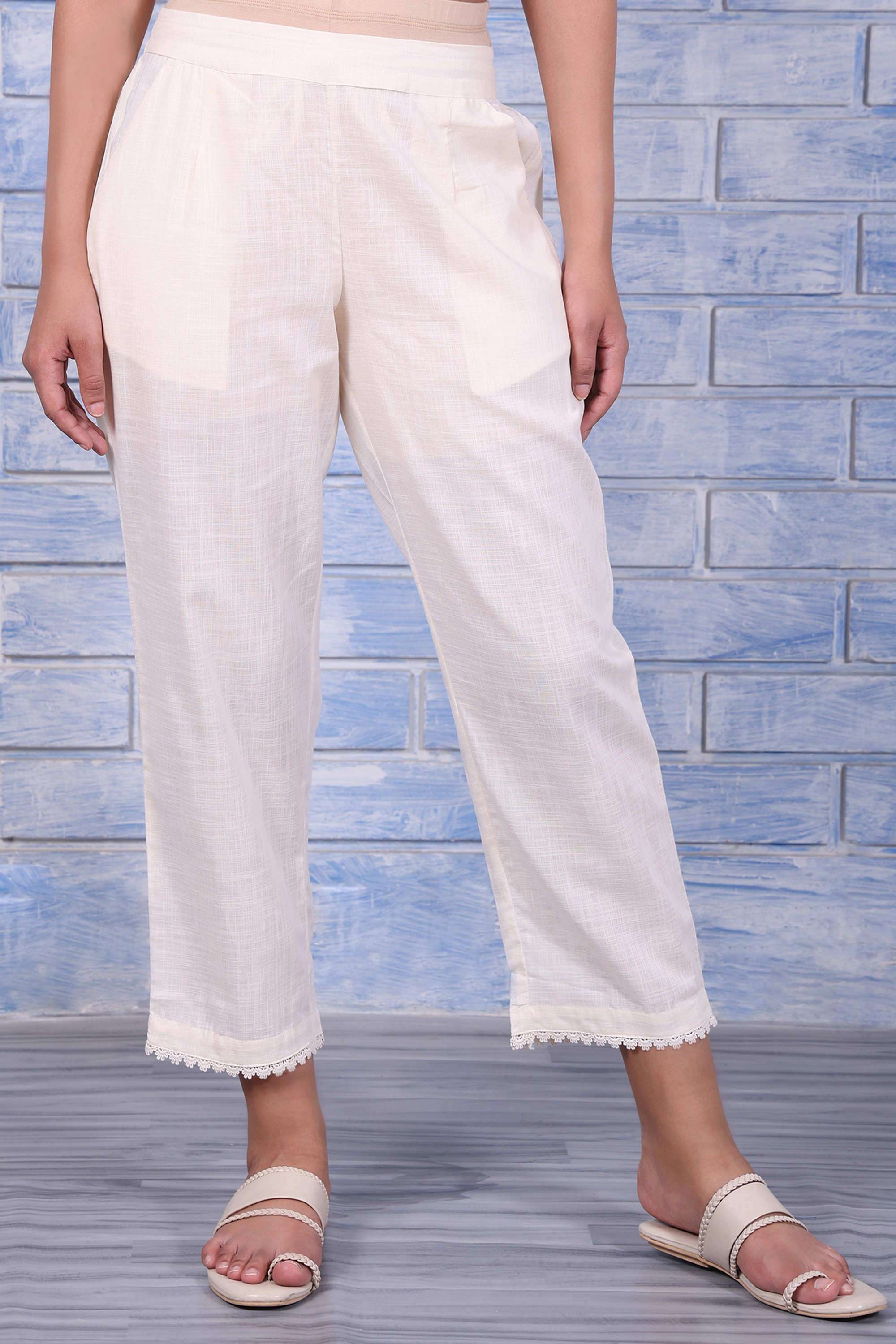 Solid-Regular-Fit-Pure-Cotton-Women-s-Fusion-Wear-Pants
