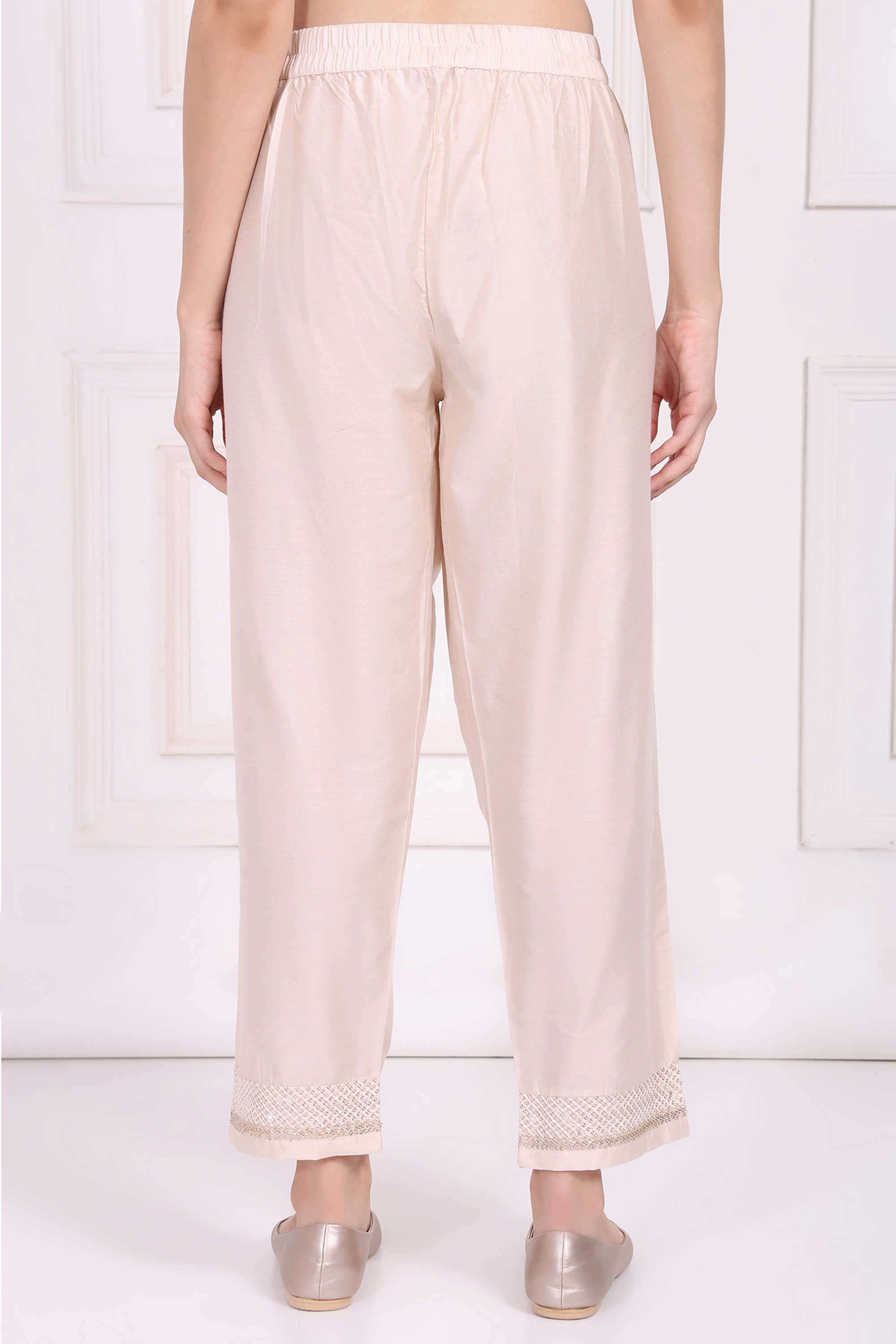 Embroidered-Ankle-Length-Blended-Fabric-Woven-Women-Pant