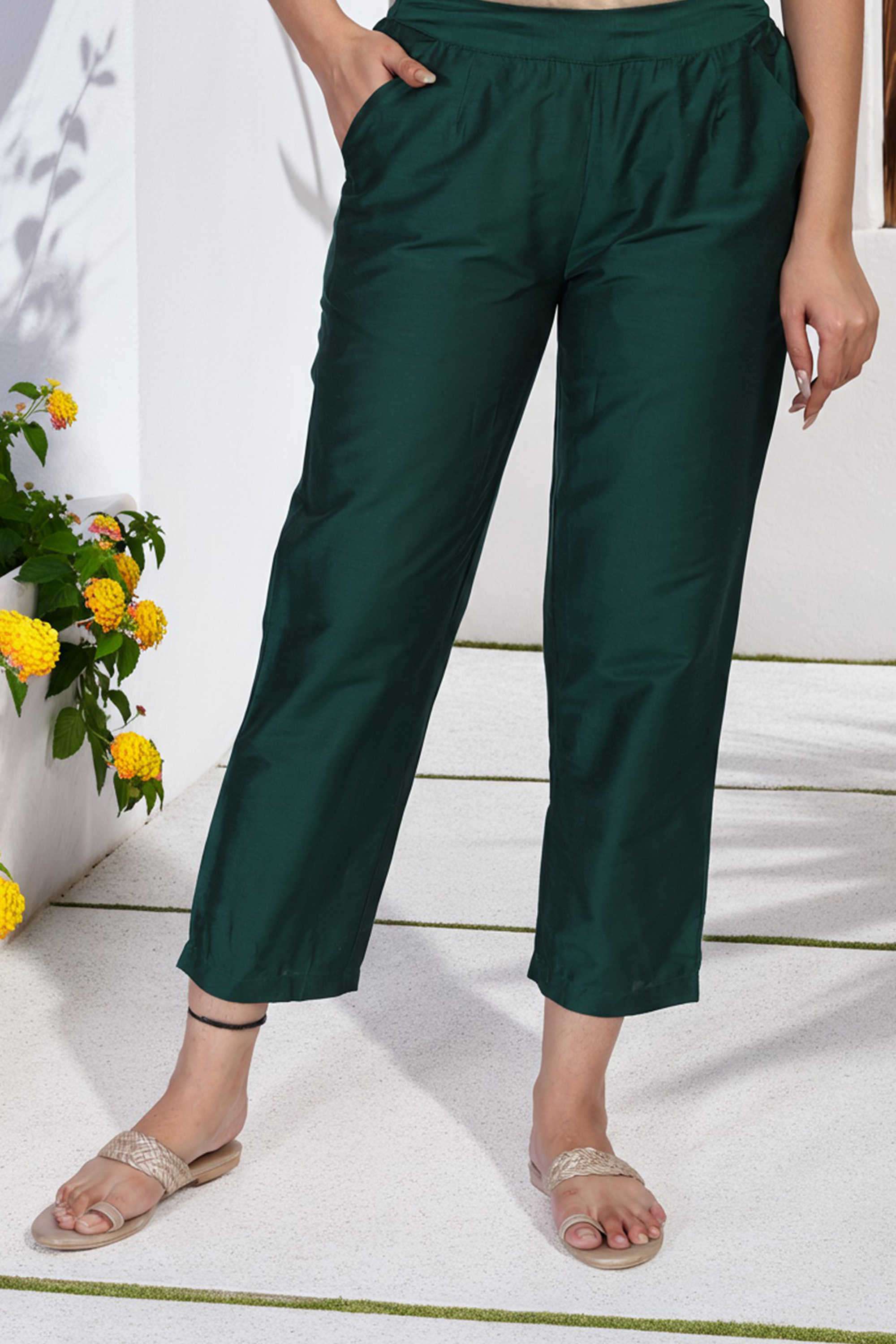 Solid-Blended-Fabric-Women-s-Festive-Wear-Pants