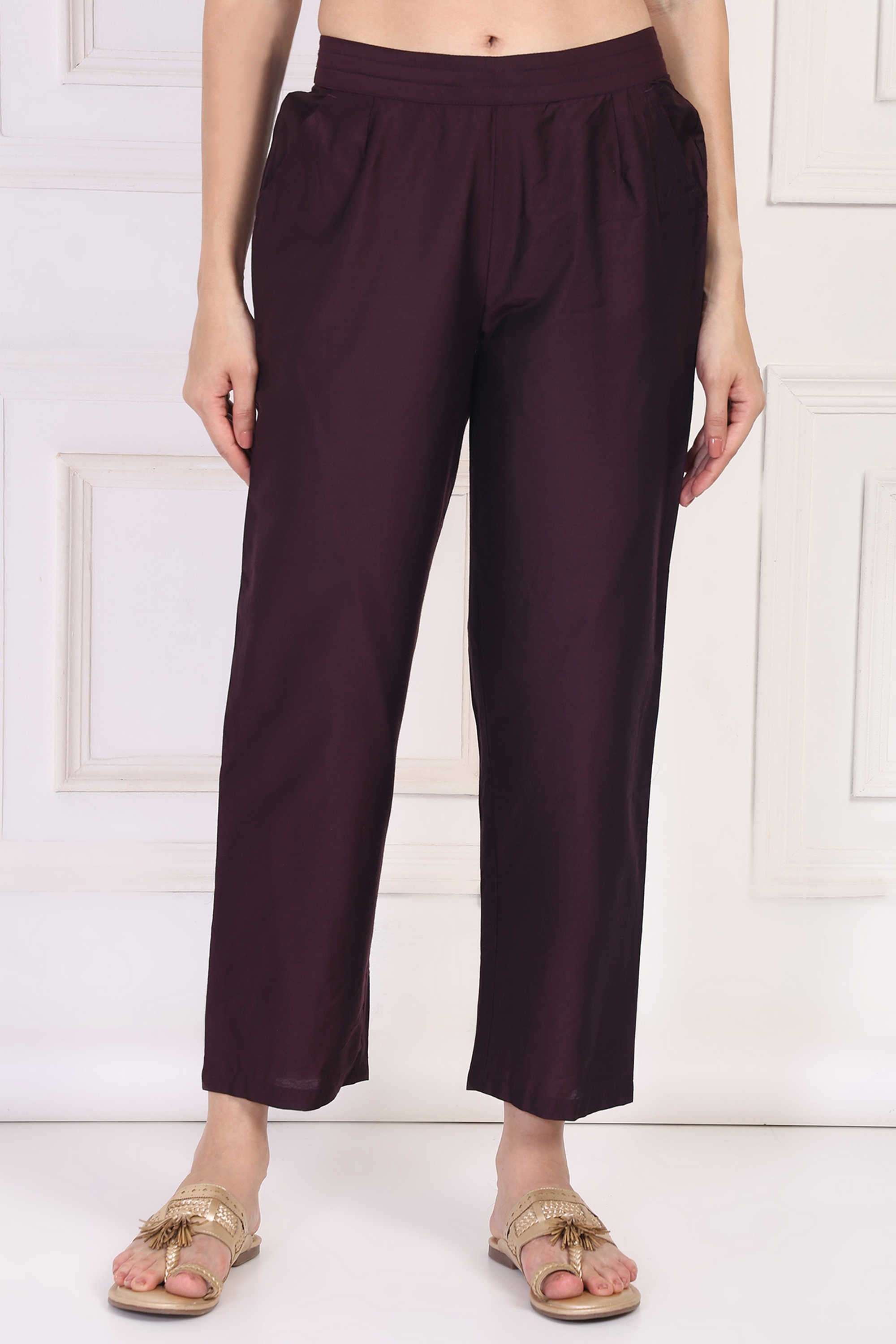 Solid-Blended-Fabric-Women-s-Festive-Wear-Pants