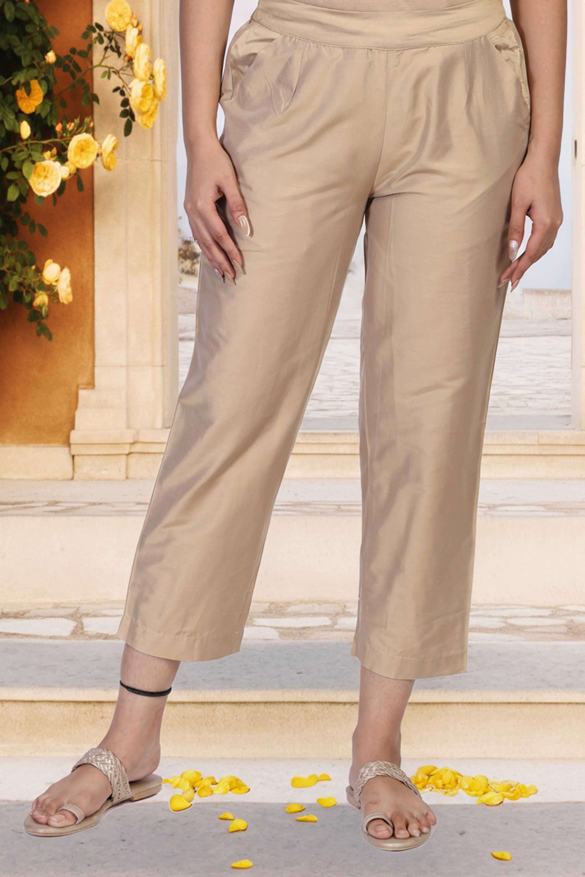Solid-Blended-Fabric-Women-s-Festive-Wear-Pants