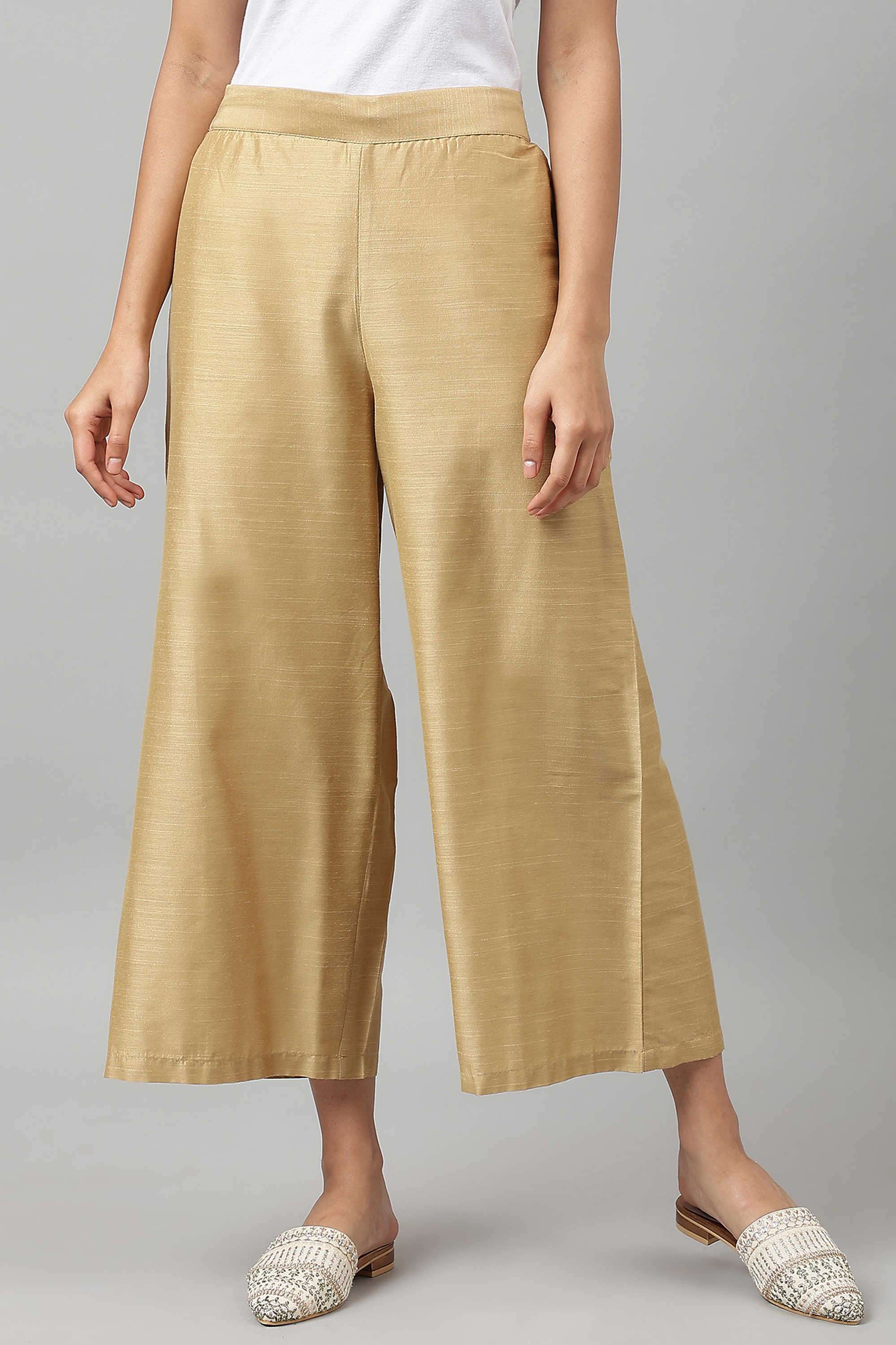 Solid-Blended-Fabric-Women-s-Festive-Wear-Pants