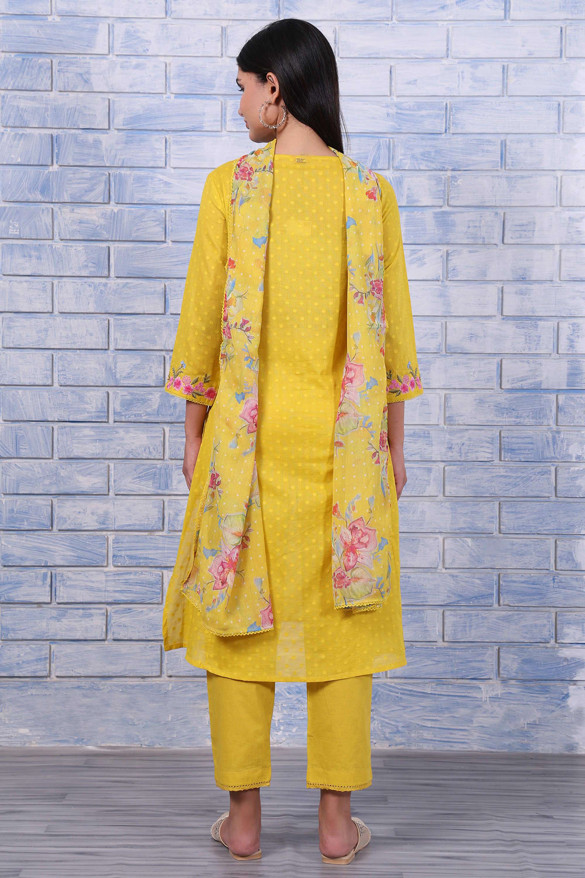 Polka-Dots-Calf-Length-Pure-Cotton-Woven-Women-s-Kurta-Set