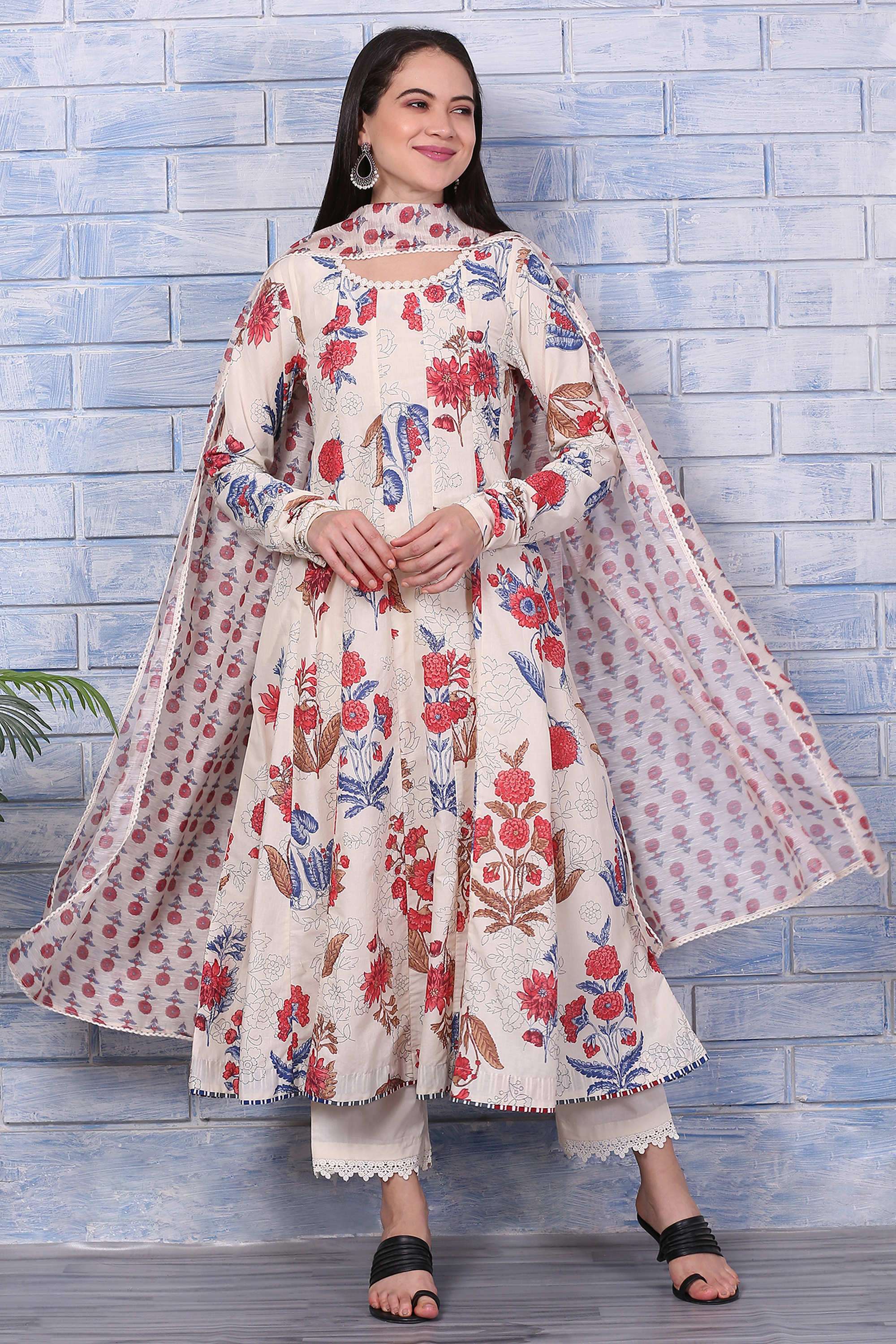 Floral-Ankle-Length-Pure-Cotton-Woven-Women-s-Kurta-Set