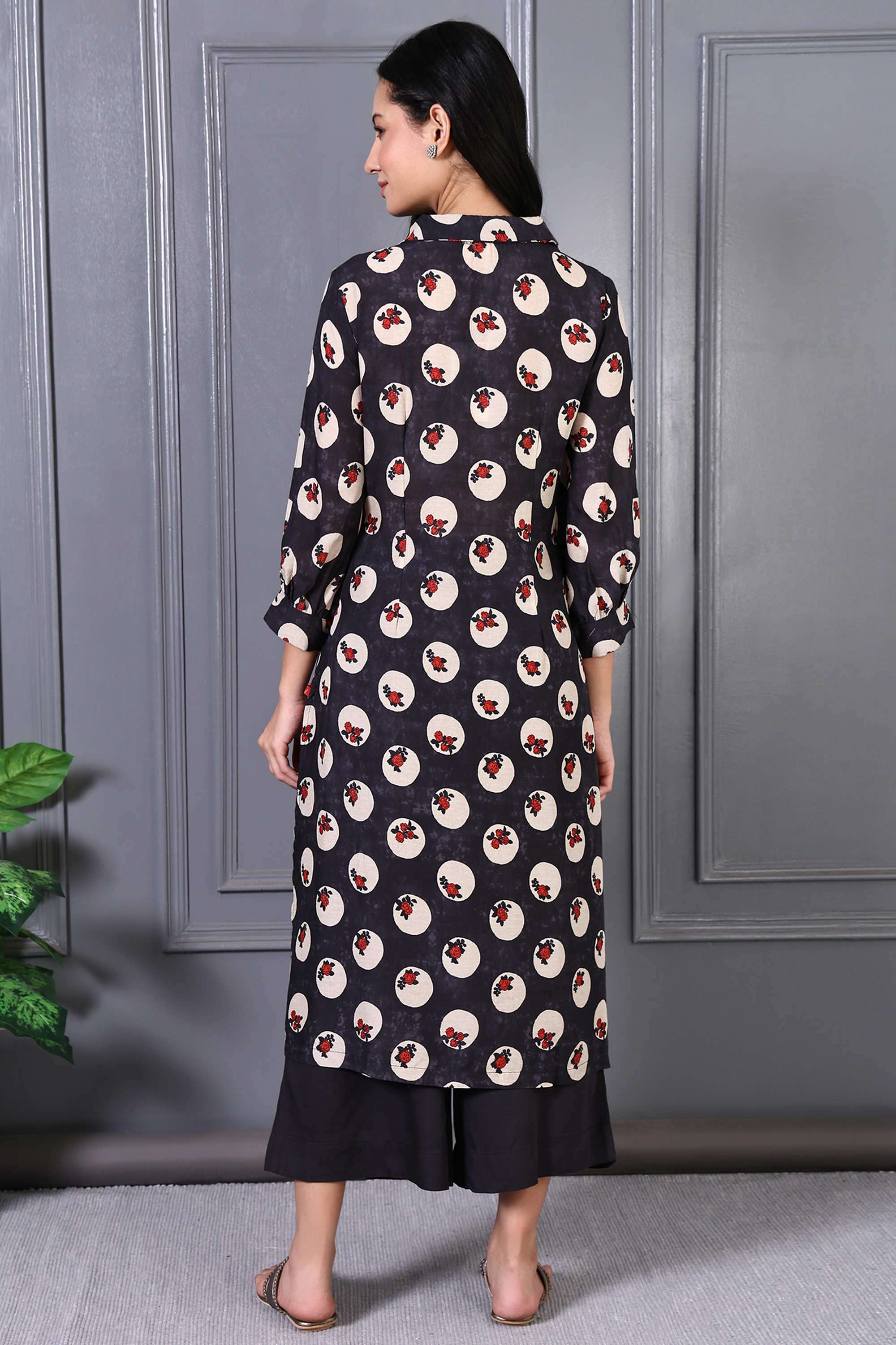 Floral-Calf-Length-Viscose-Woven-Women-s-Kurta-Set