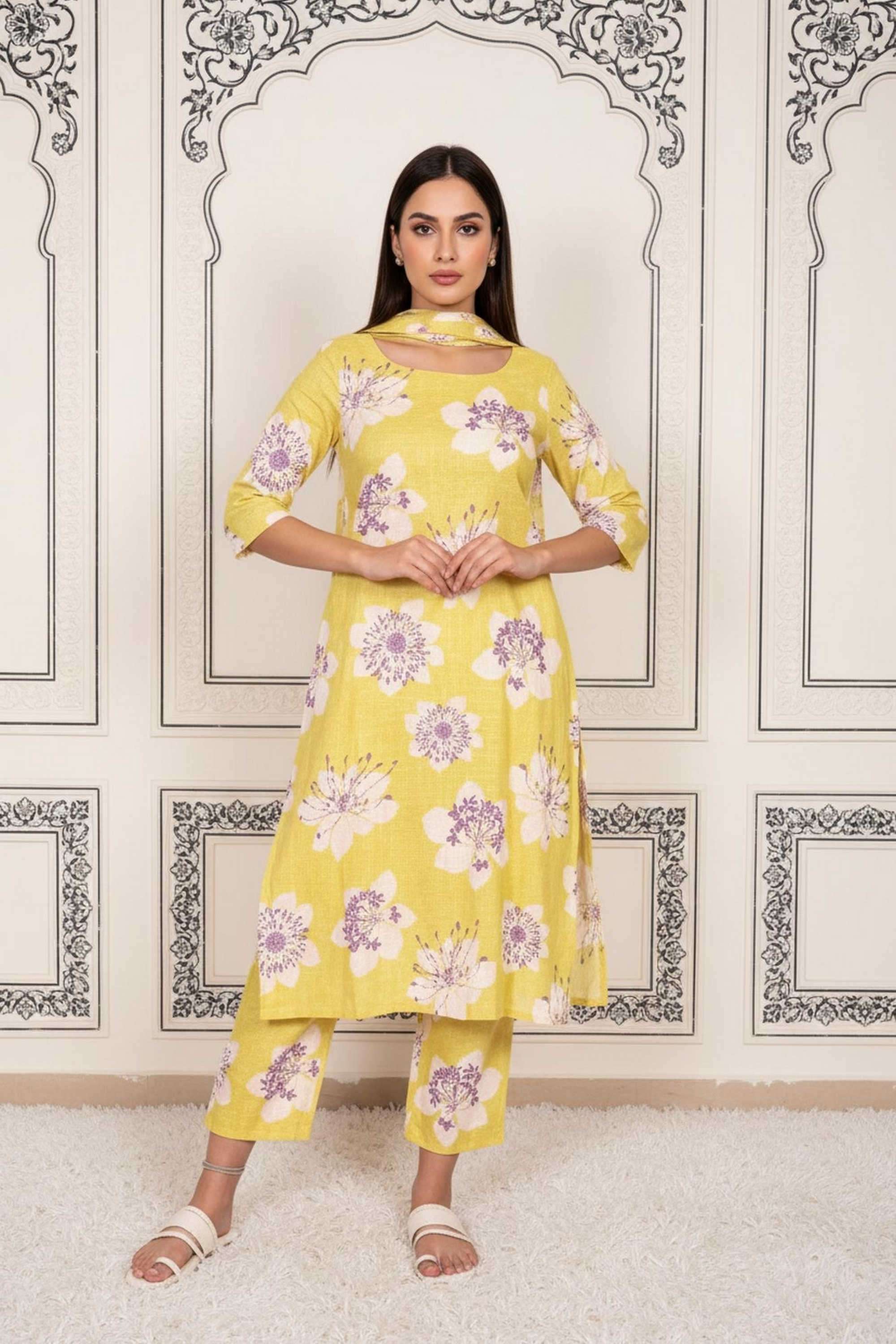 Textured-Cotton-Women-s-Festive-Wear-Kurta-Set