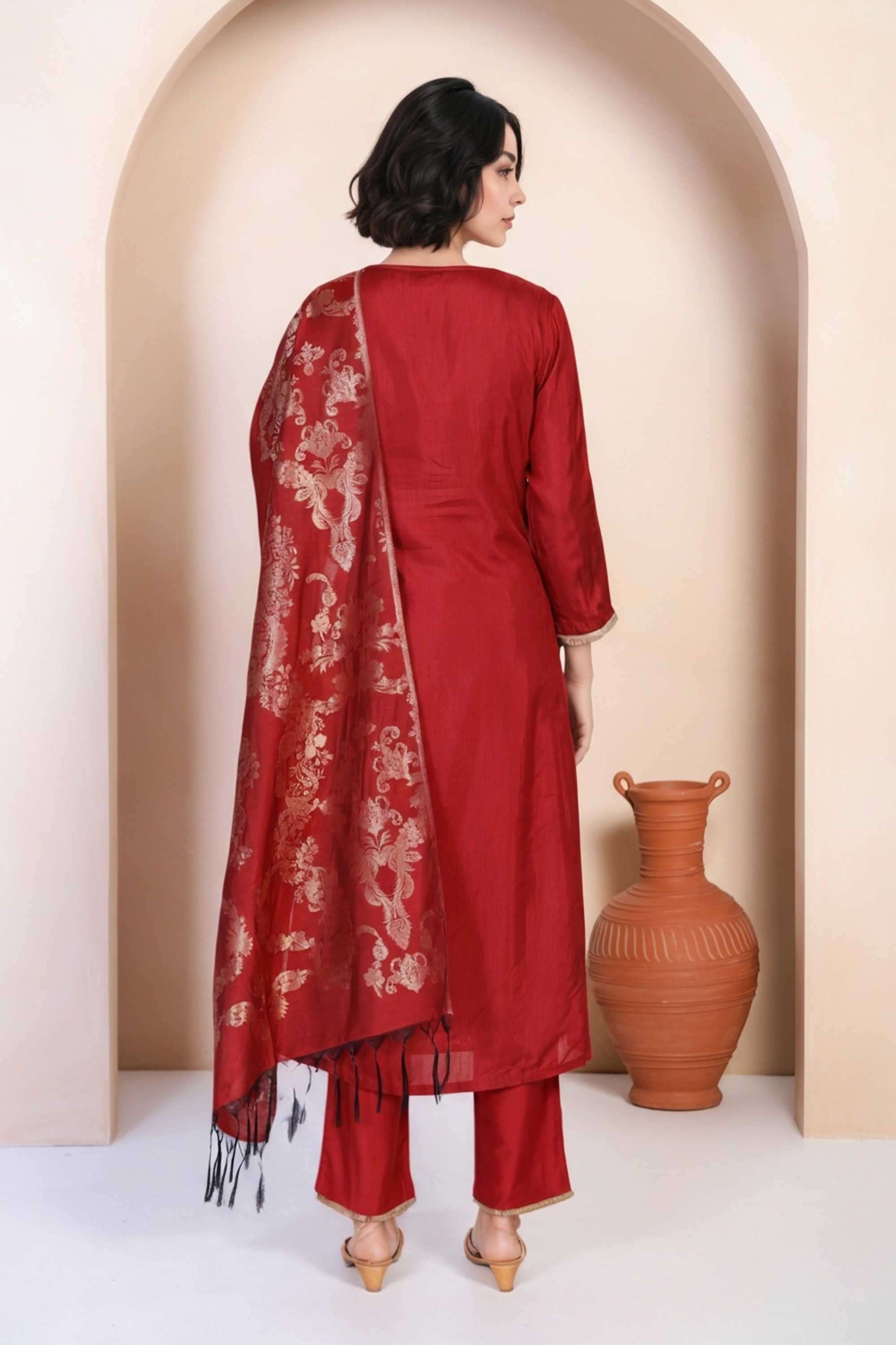 Solid-Polyester-Women-Kurta-Set