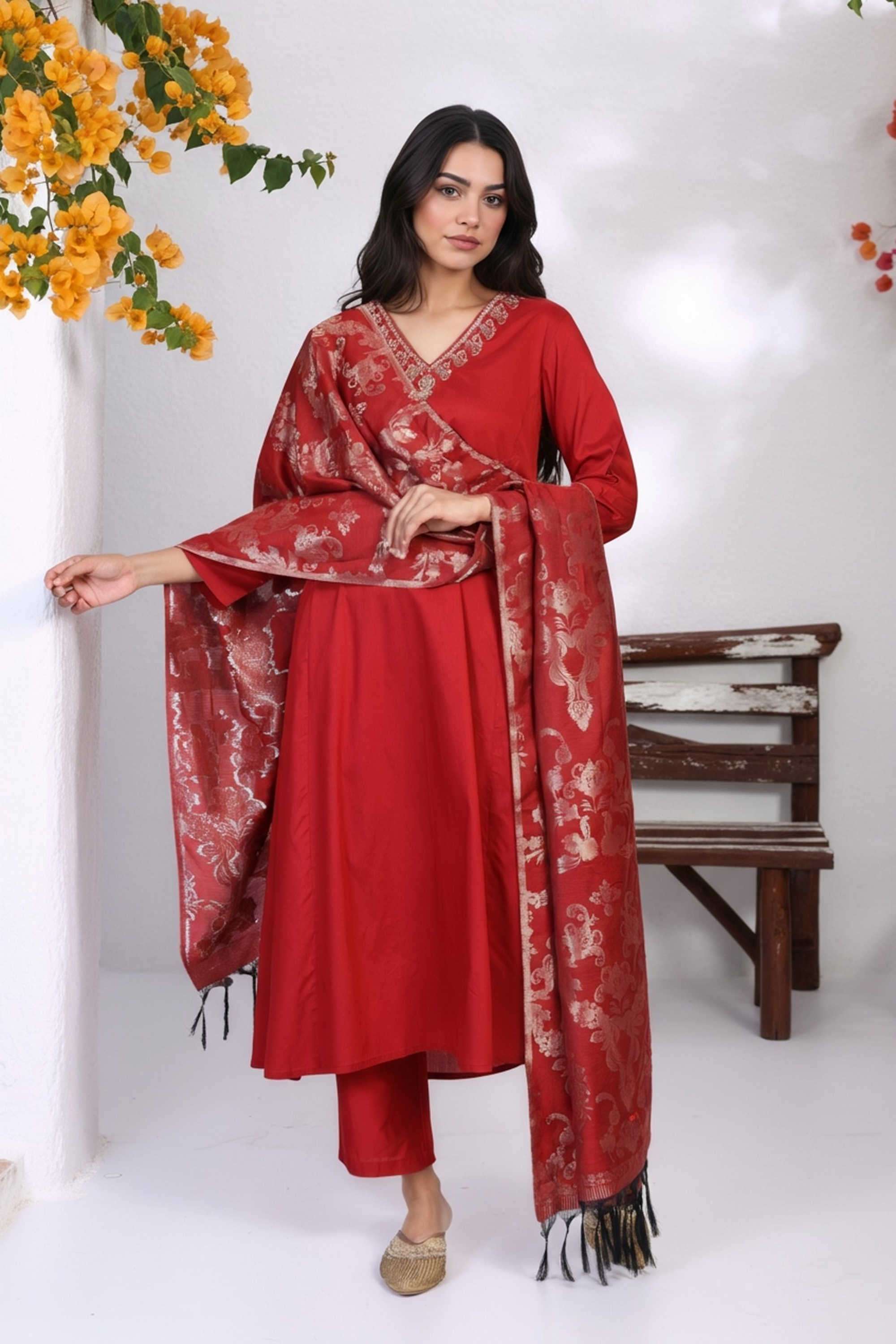 Textured-Blended-Fabric-Women-s-Festive-Wear-Kurta-Set