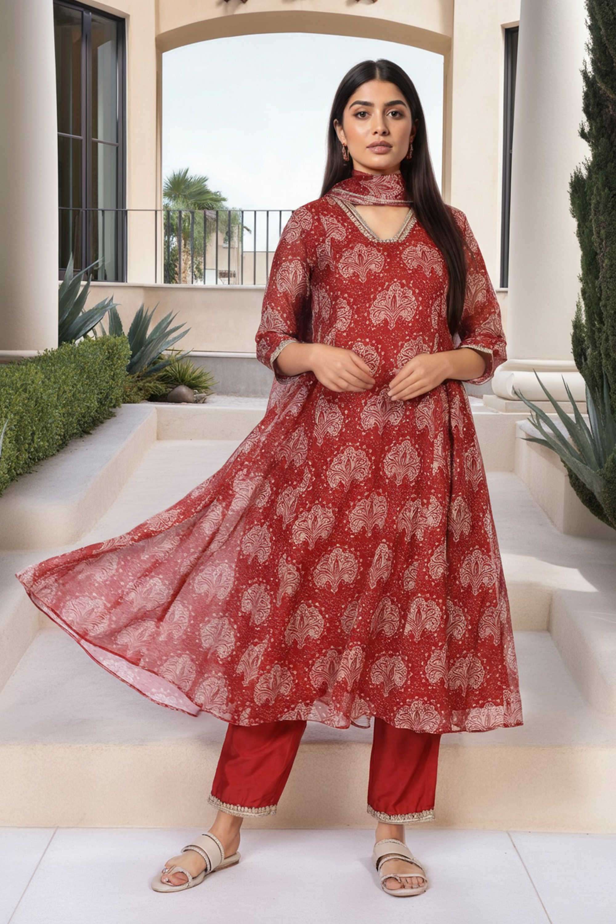 Textured-Blended-Fabric-Women-s-Festive-Wear-Kurta-Set