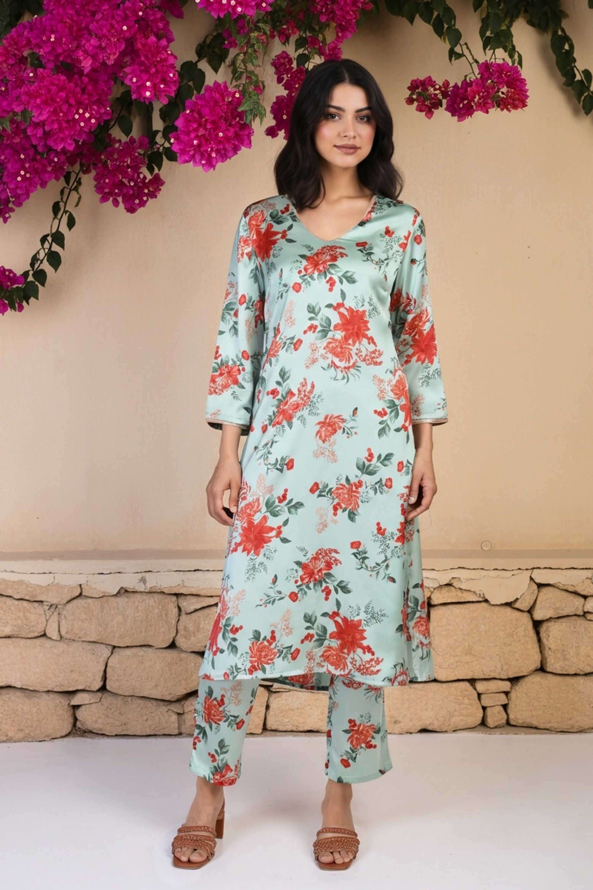 Textured-Blended-Fabric-Women-s-Festive-Wear-Kurta-Set