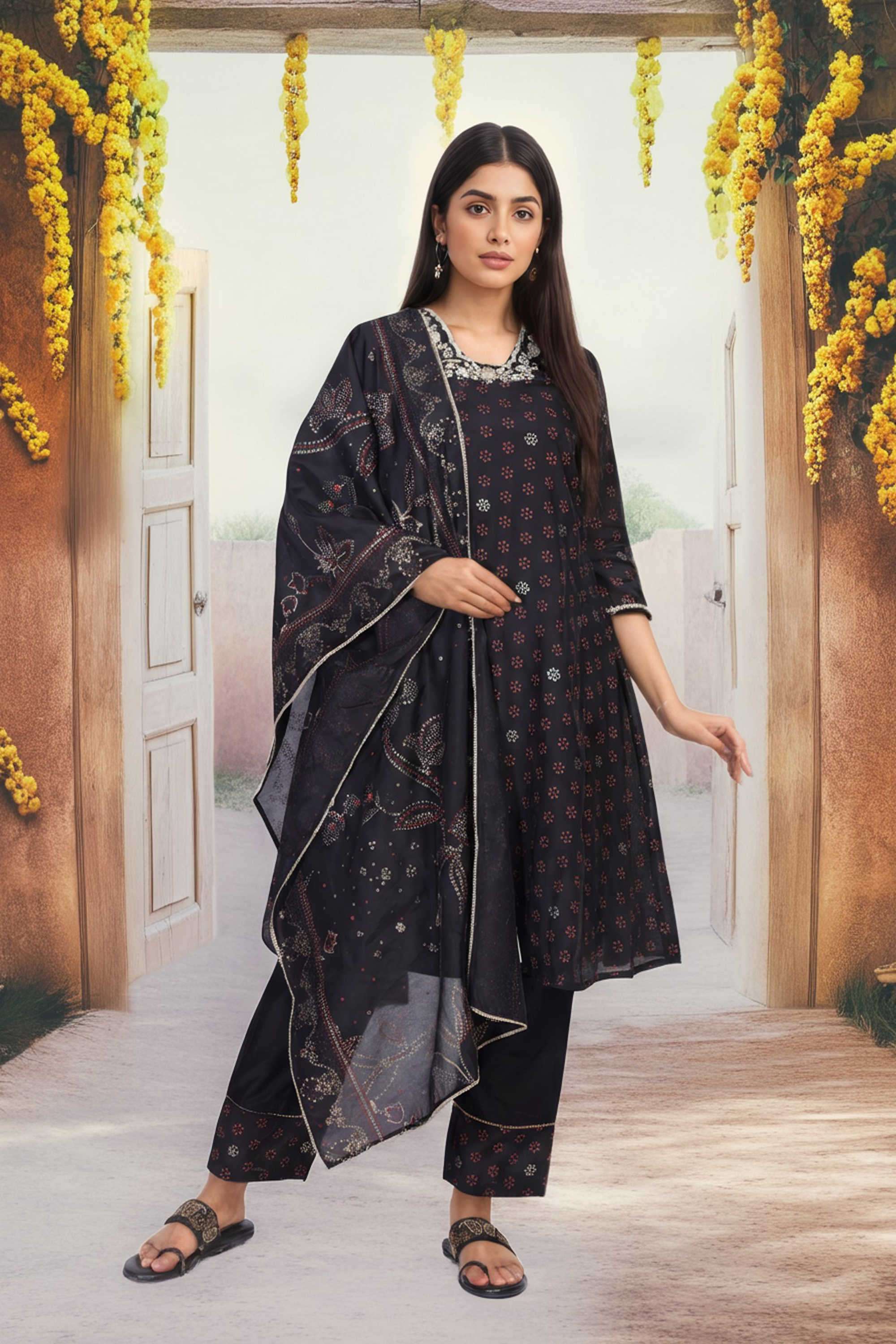 Textured-Blended-Fabric-Women-s-Festive-Wear-Kurta-Set