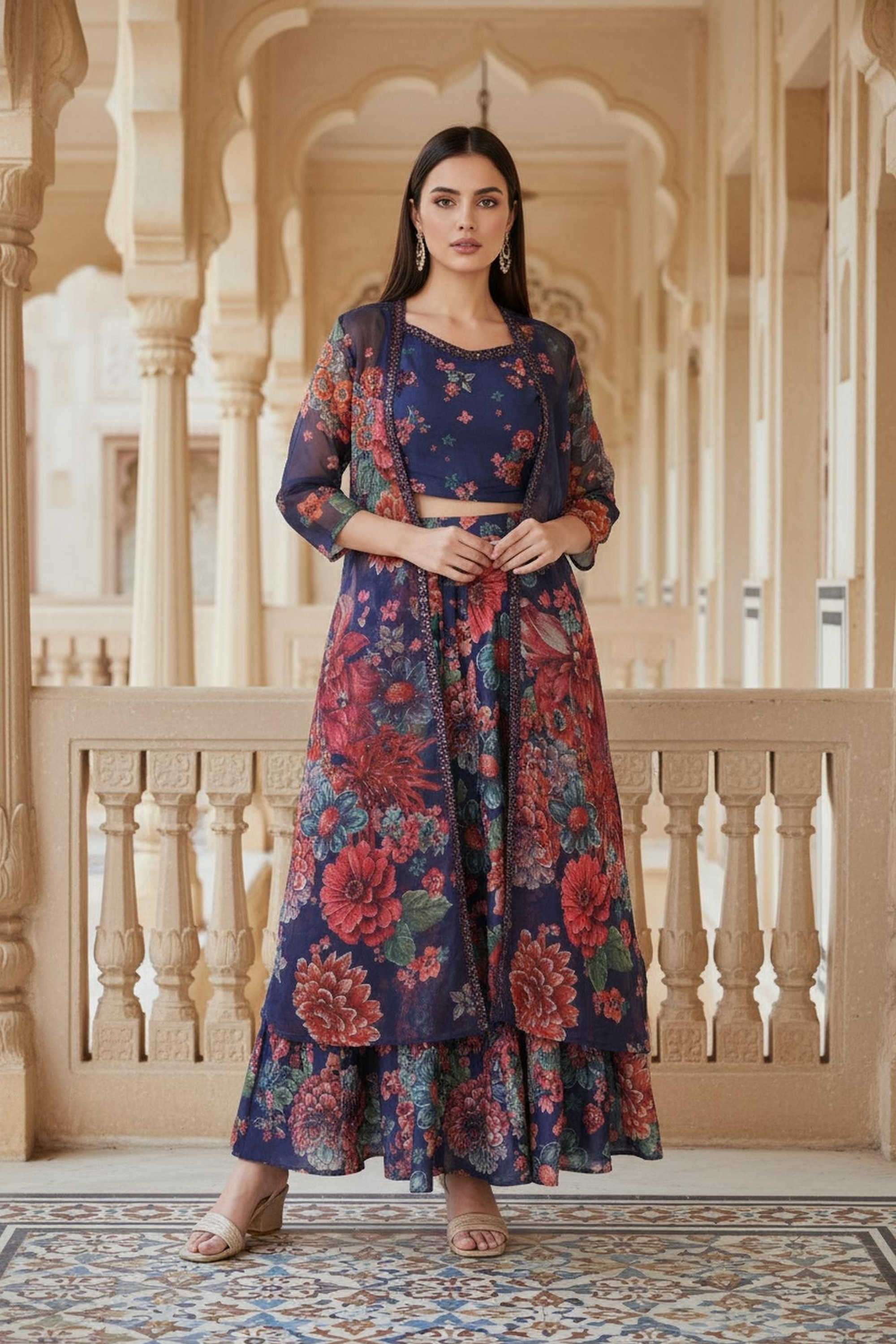 Textured-Blended-Fabric-Women-s-Festive-Wear-Kurta-Set