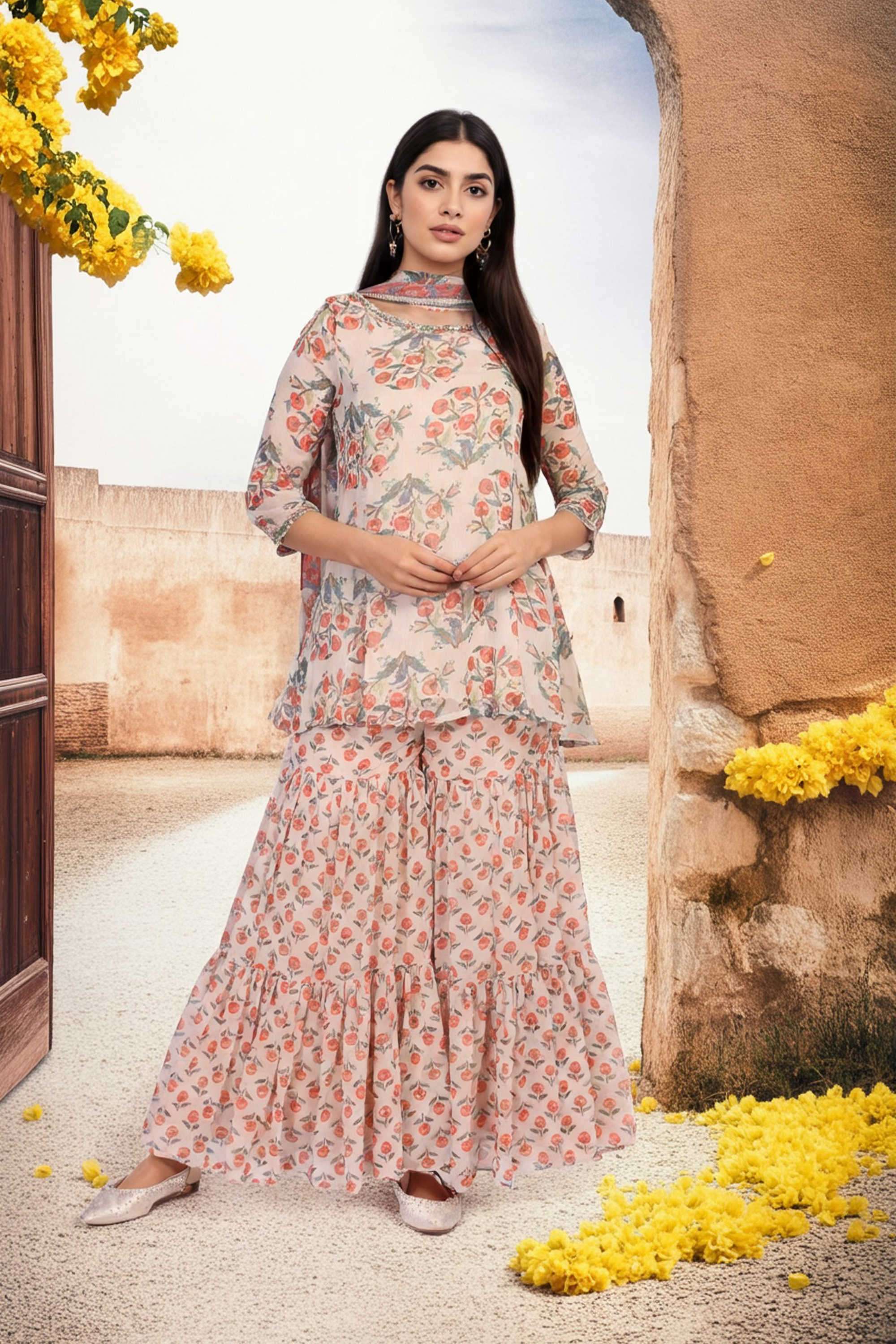 Textured-Blended-Fabric-Women-s-Festive-Wear-Kurta-Set