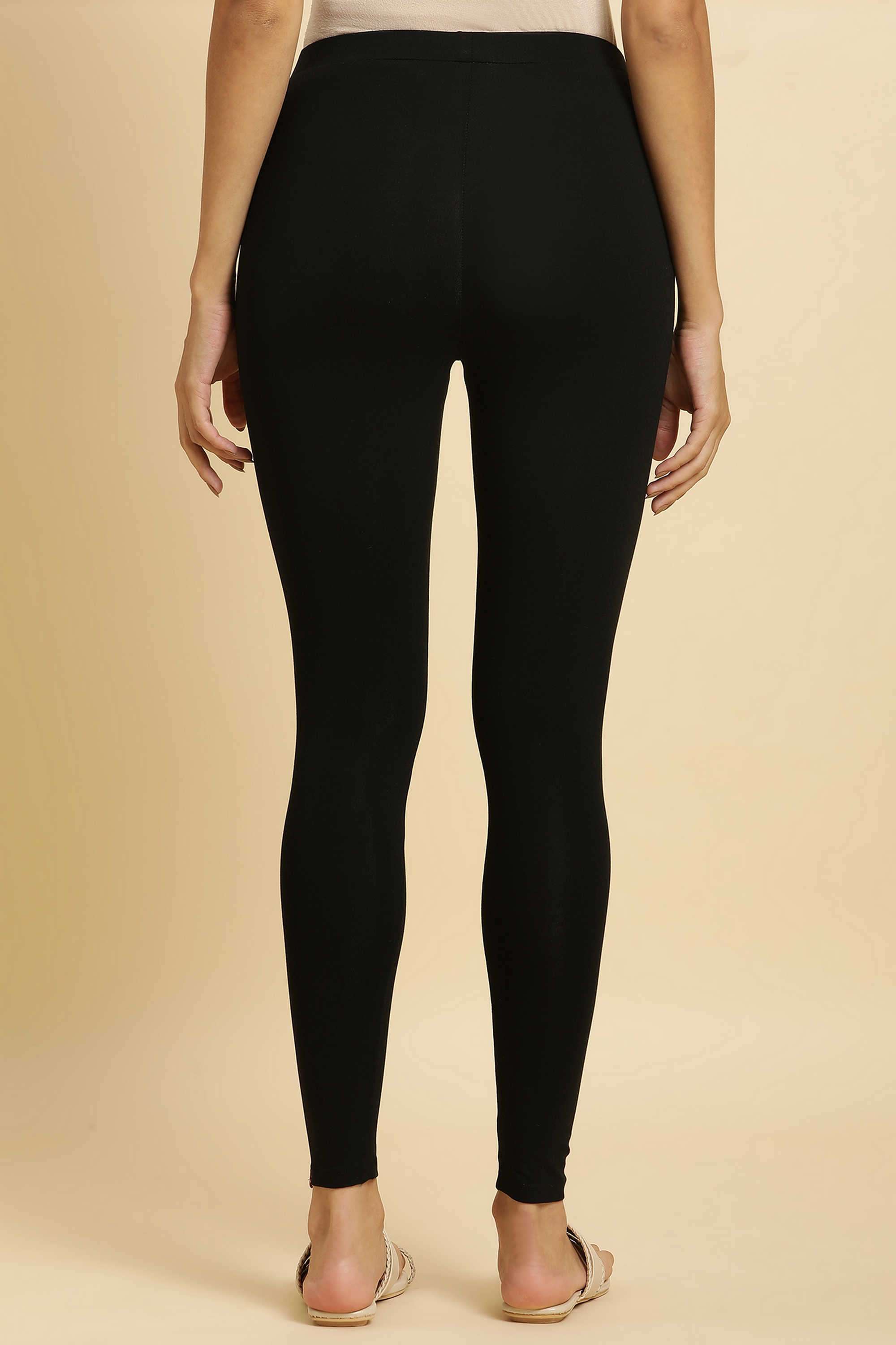 Solid-Ankle-Length-Blended-Fabric-Women-Leggings