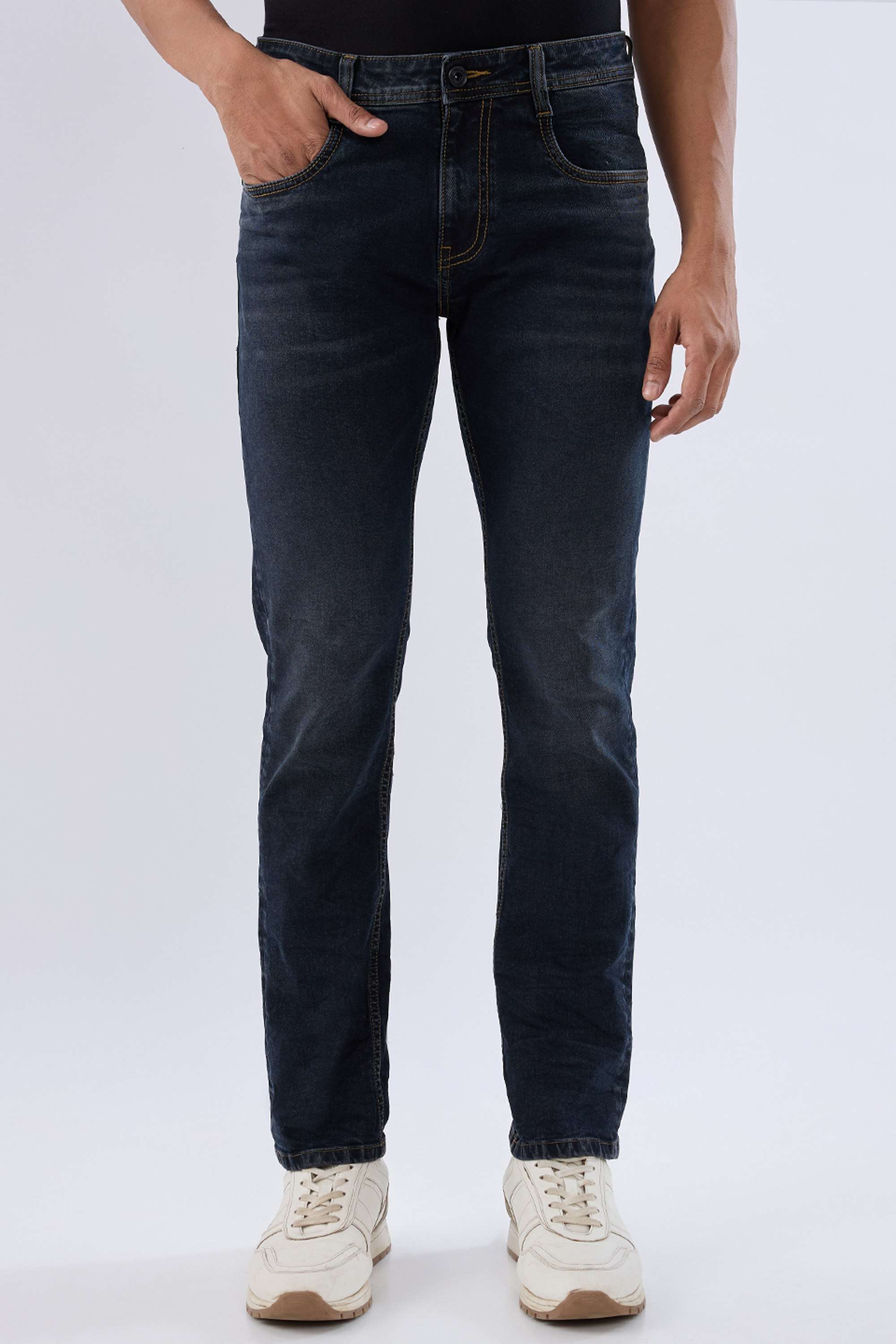 Solid-Cotton-Stretch-Regular-Fit-Men-s-Jeans