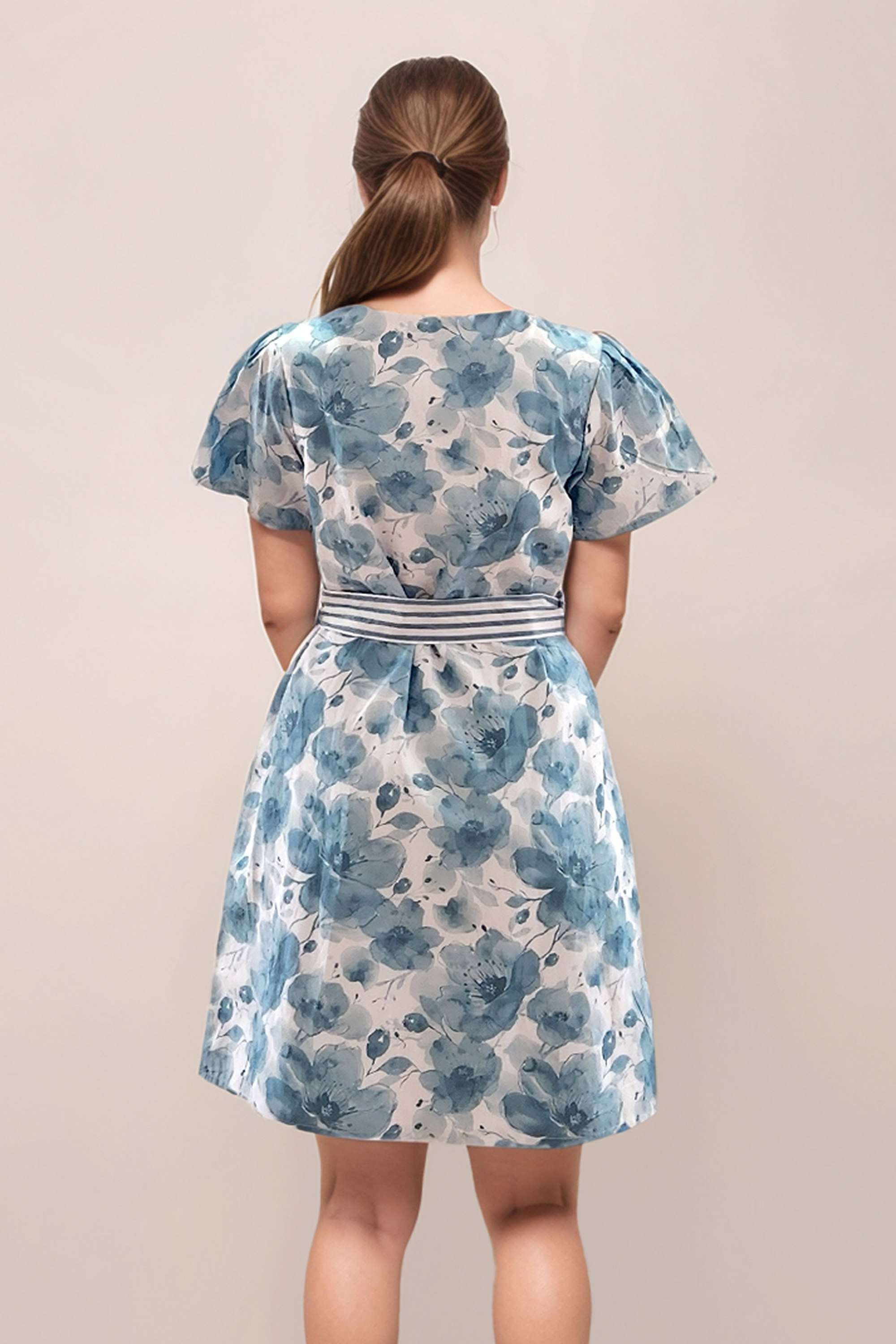 Floral-Round-Neck-Cotton-Women-Dress