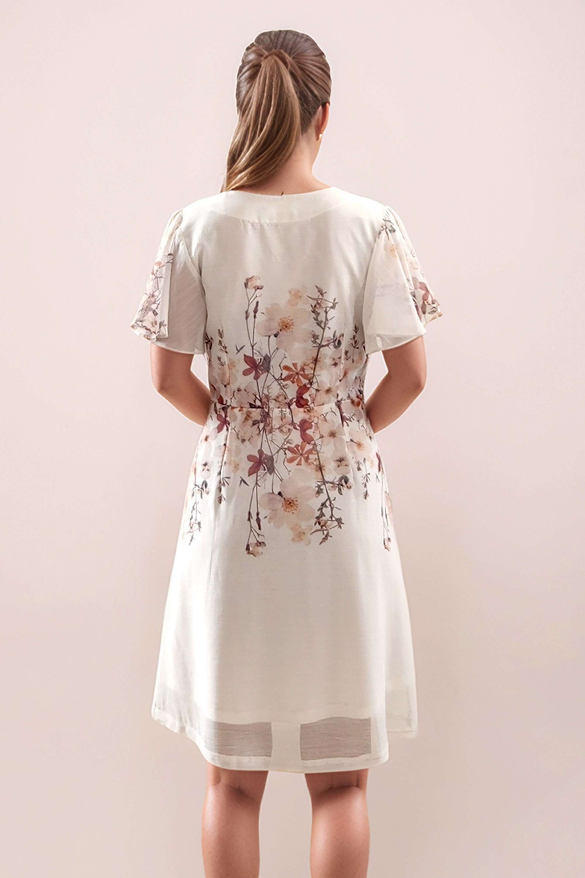 Printed-V-Neck-Polyester-Women-Dress