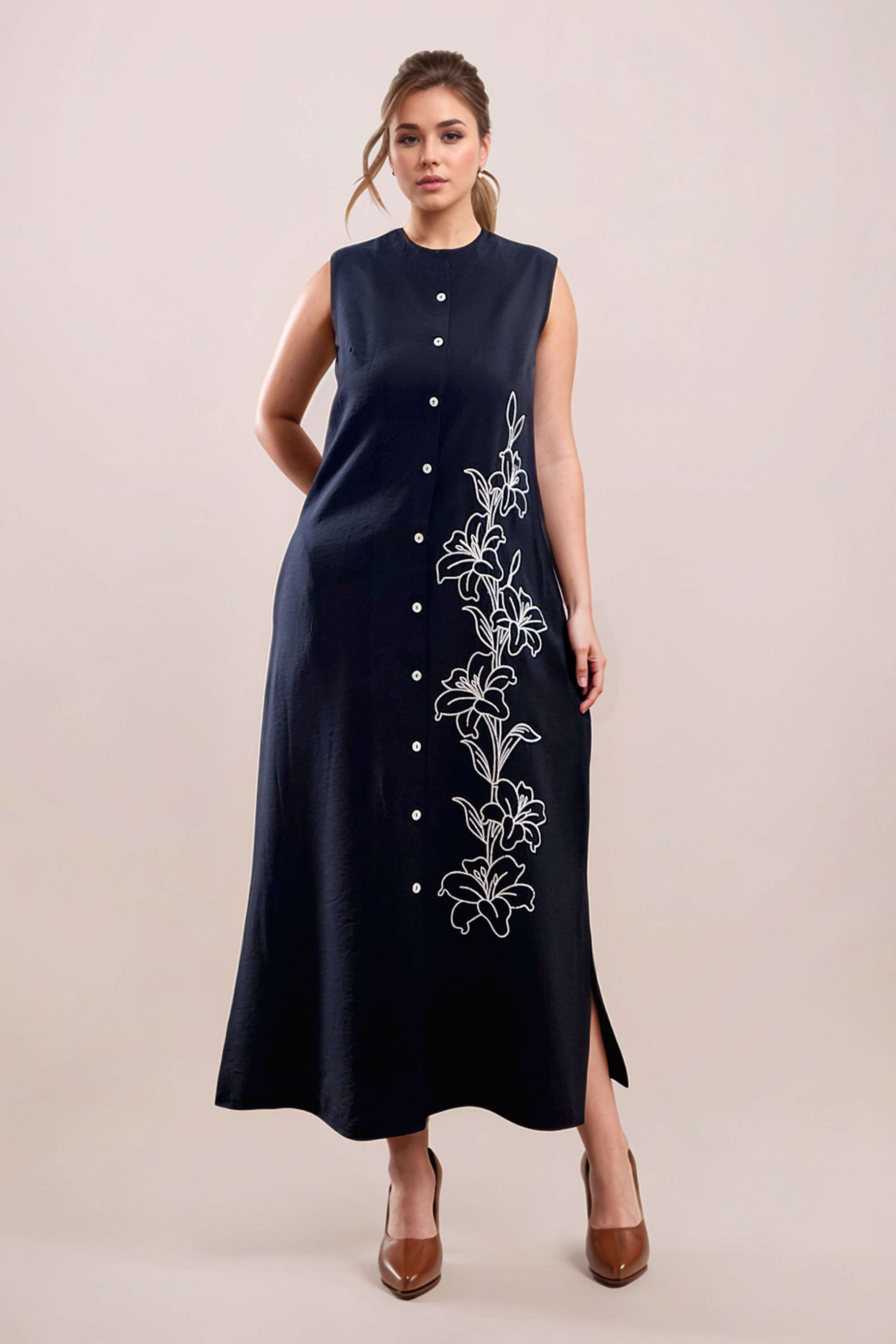 Floral-Square-Neck-Viscose-Women-s-Sleeveless-Midi-Dress