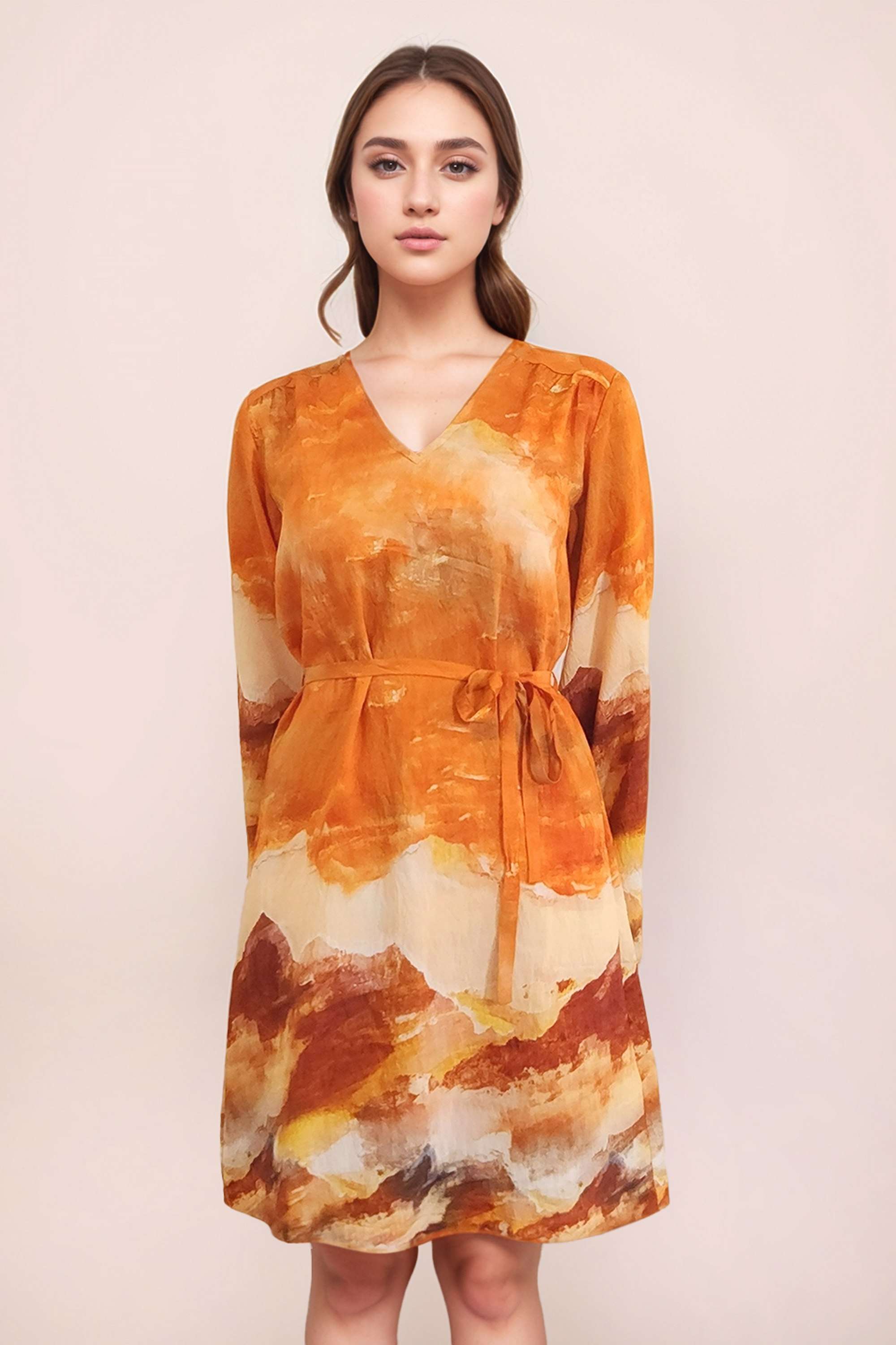 zink london Abstract V-Neck Blended Fabric Women Dress-picture-29