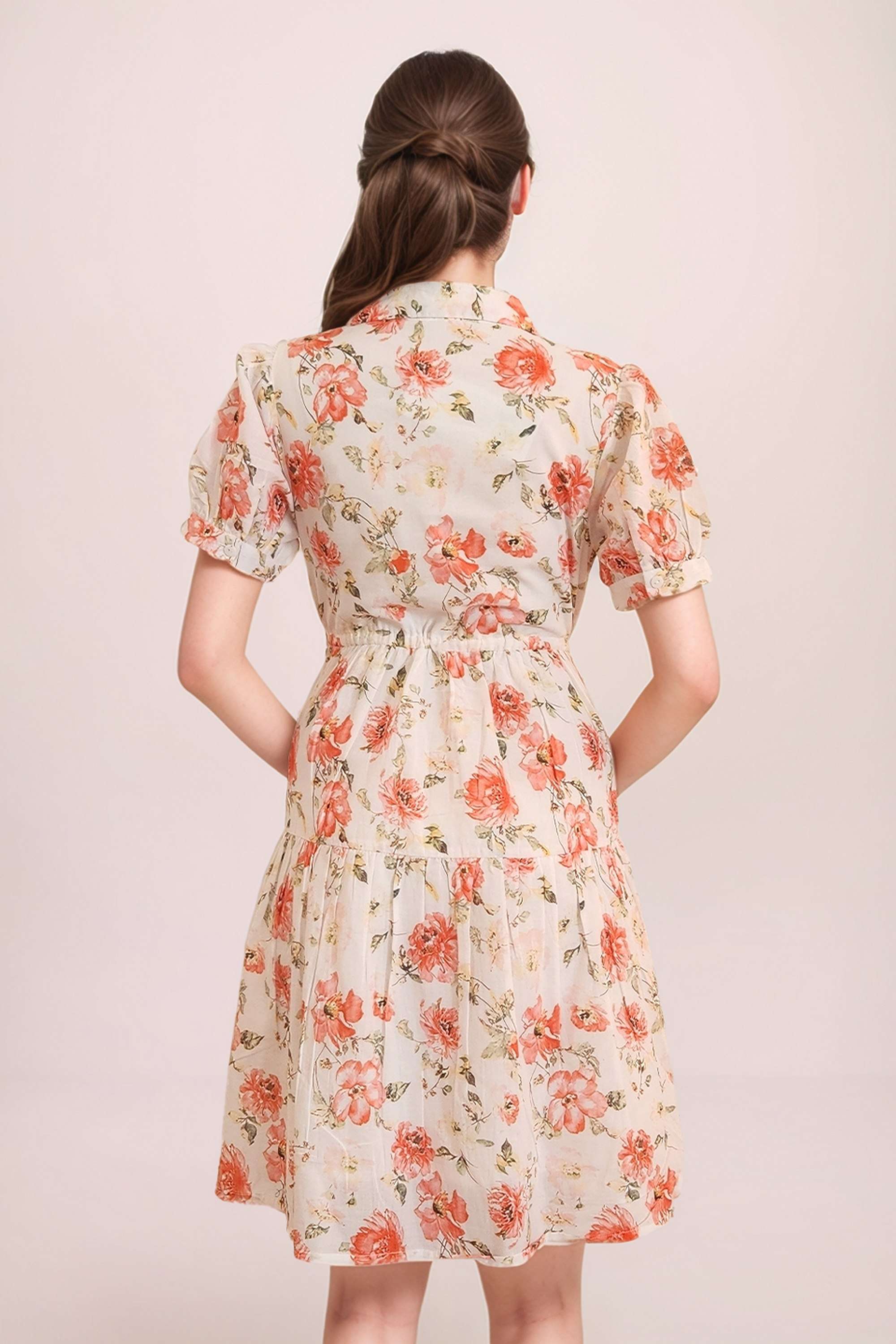 Floral-V-Neck-Full-Sleeves-Knee-Length-Cotton-Women-Casual-Wear-Dress