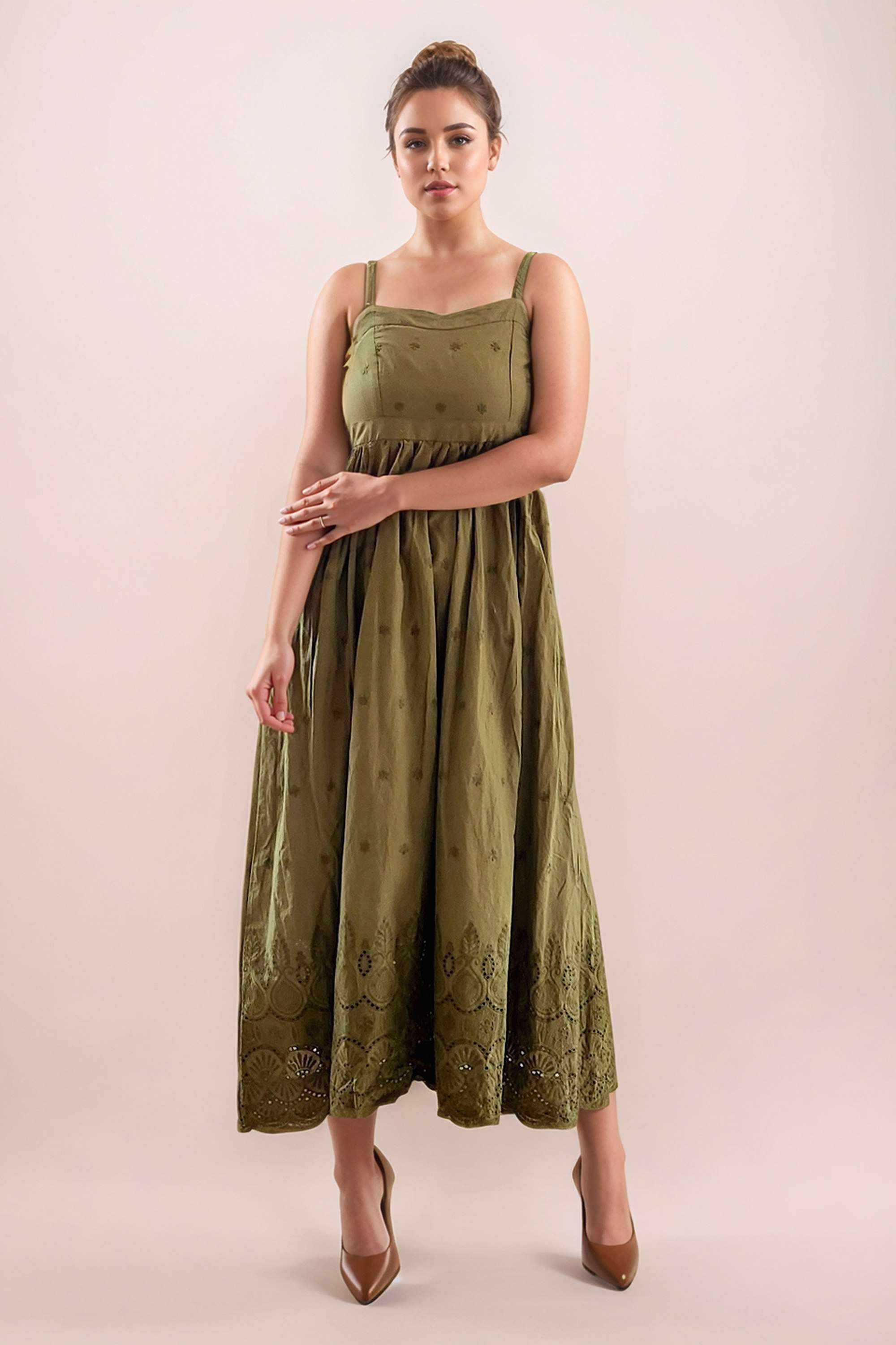 Solid-U-Neck-Cotton-Women-s-Sleeveless-Midi-Dress