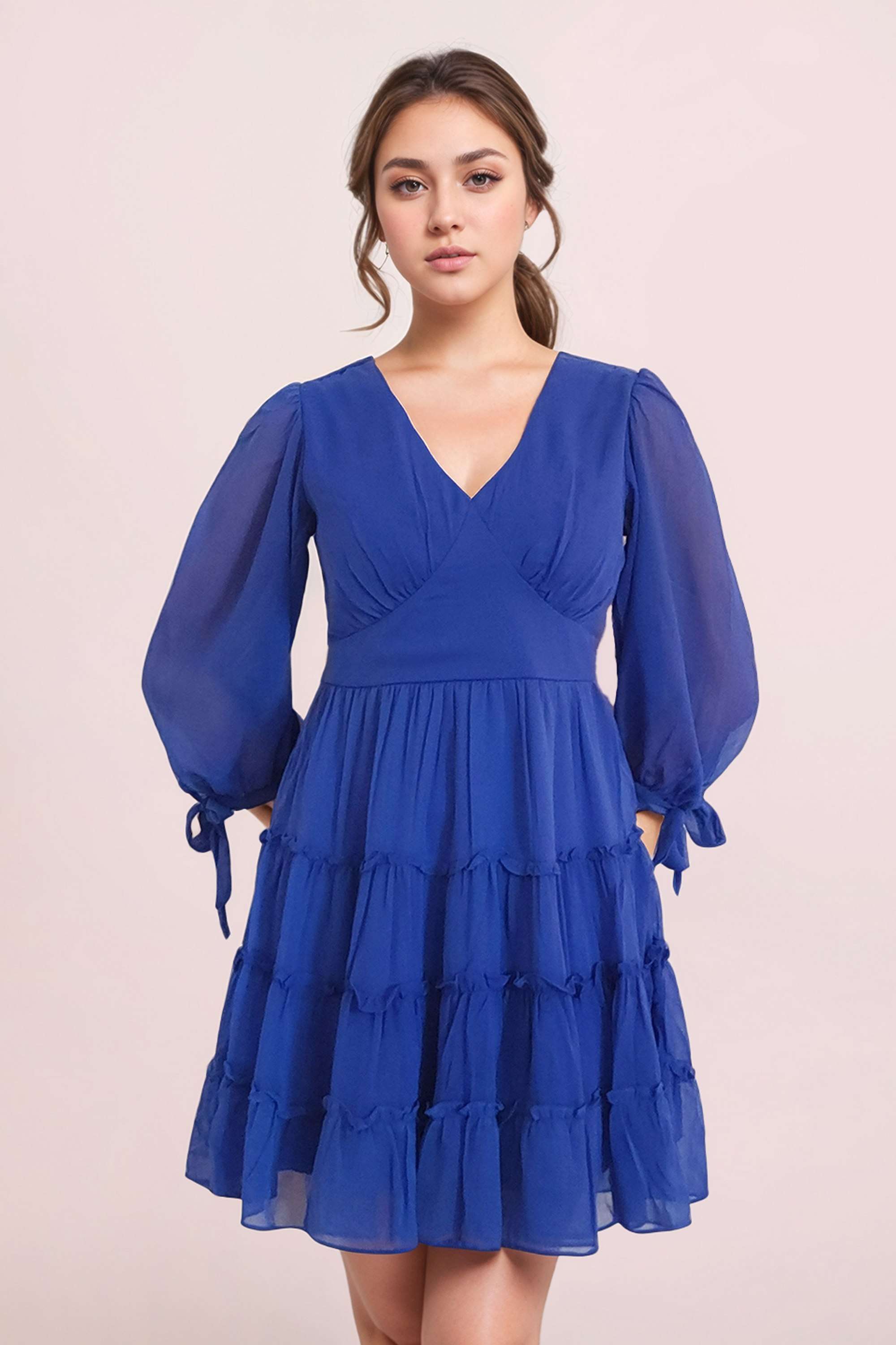 zink london Solid V-Neck Polyester Women Dress-picture-26