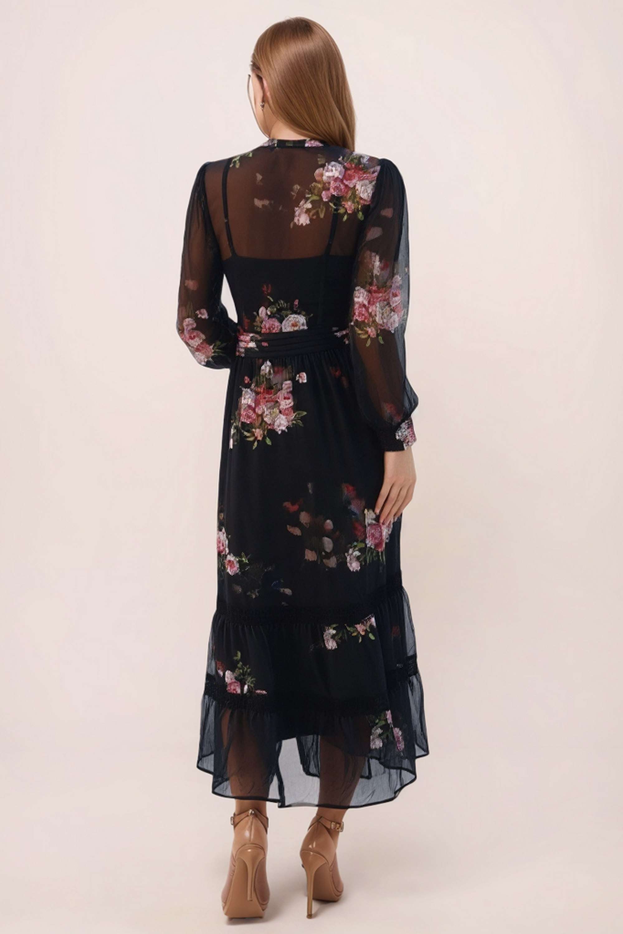 Floral-Polyester-Tie-Up-Neck-Women-s-Dress