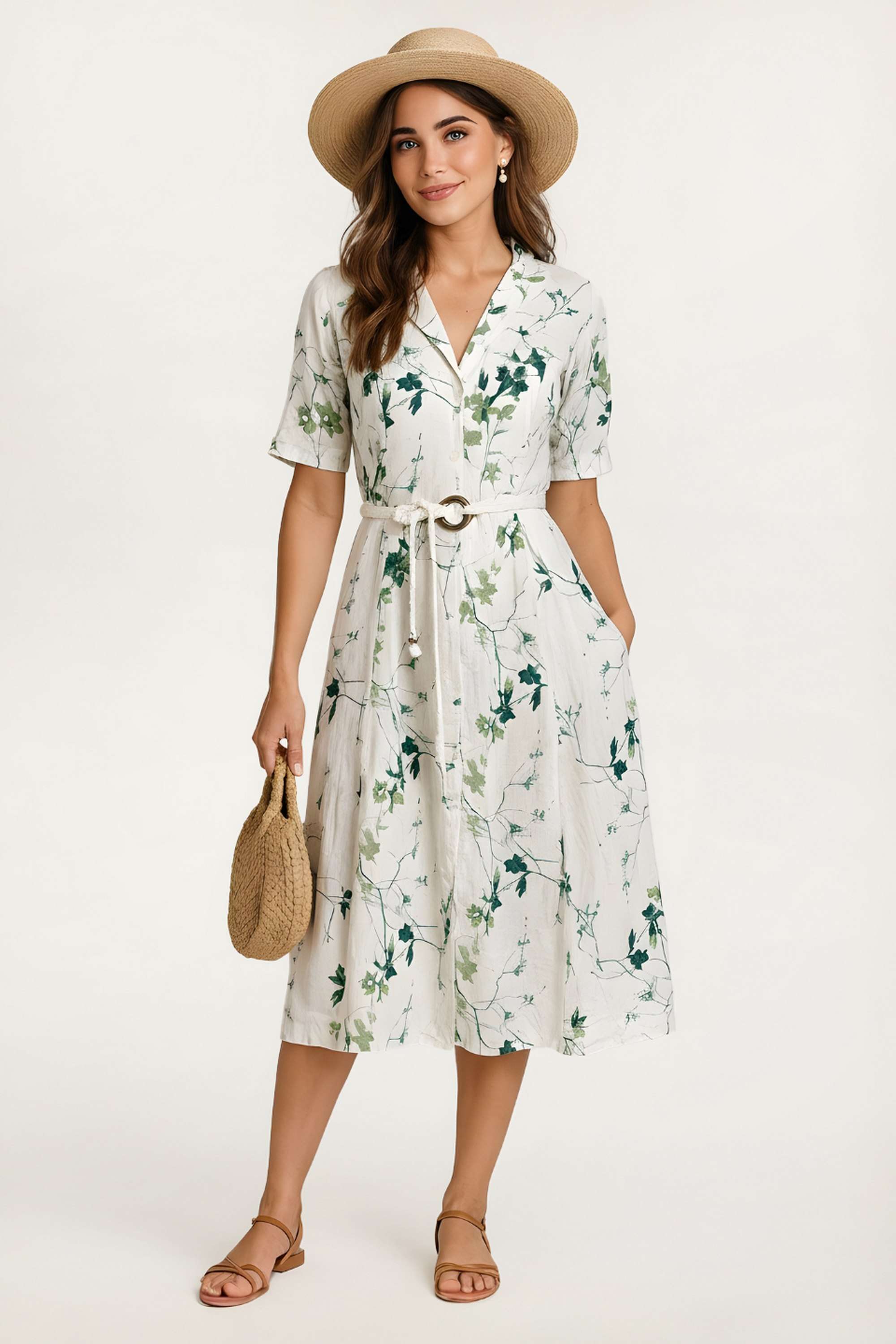 zink london Printed Collared Rayon Women Dress-picture-38