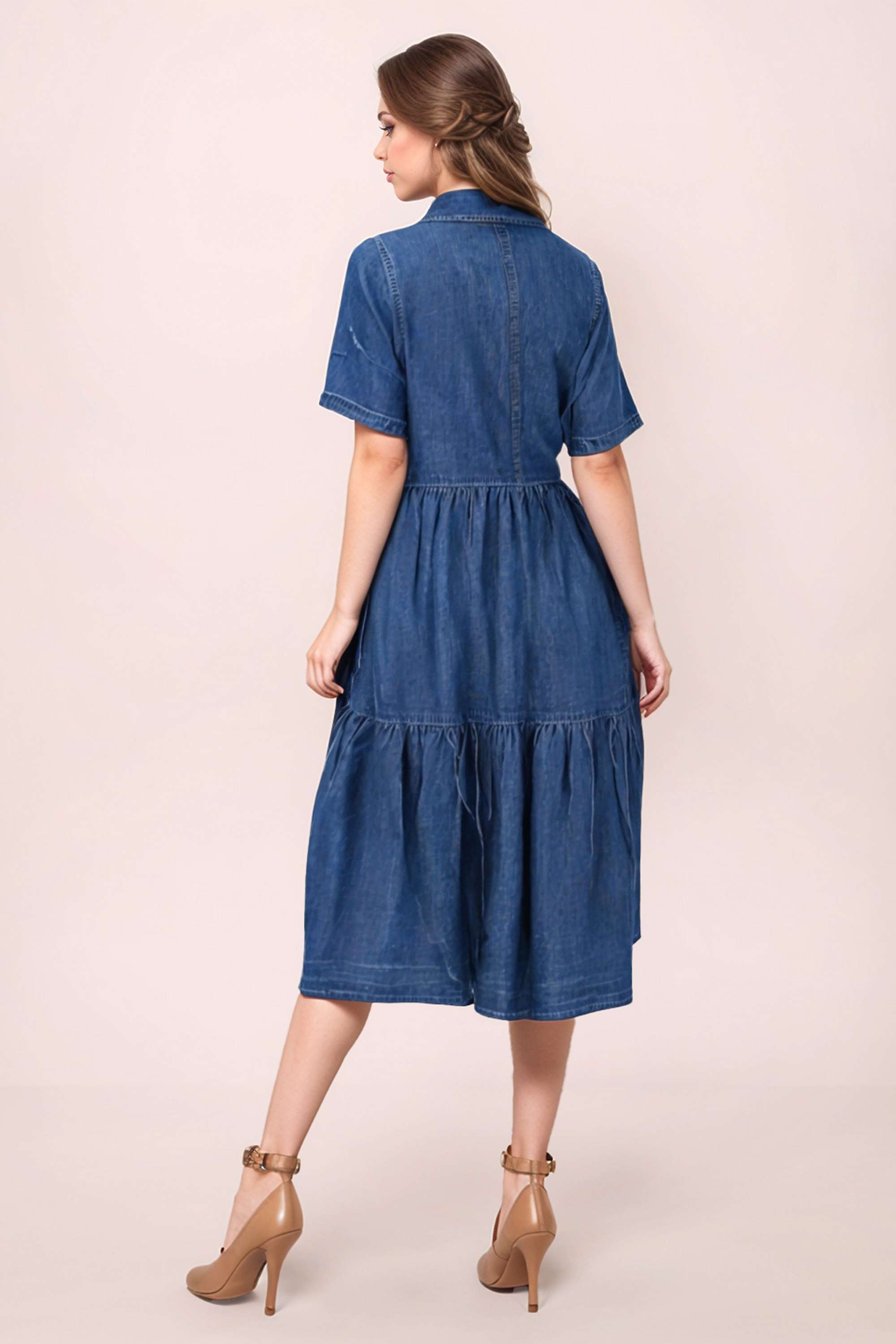Solid-Collared-Cotton-Women-Dress