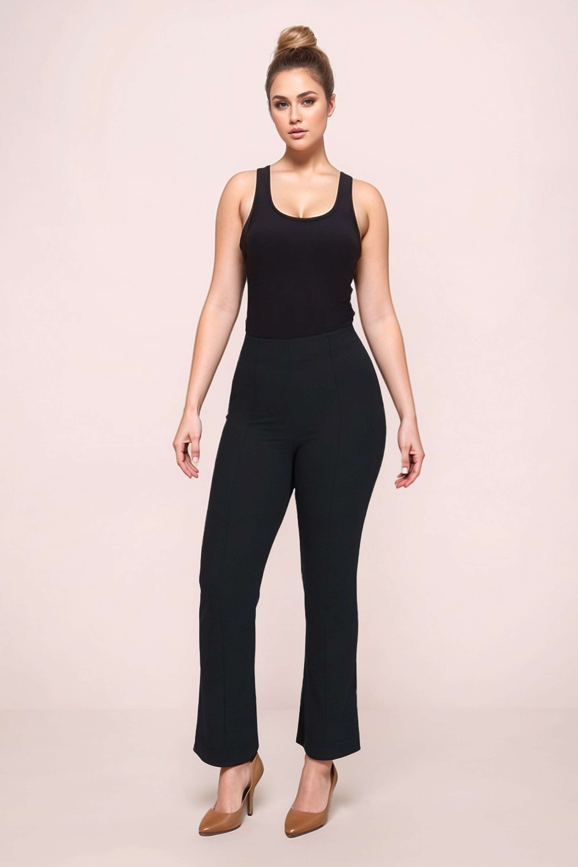 Solid-Regular-Fit-Blended-Fabric-Women-s-Casual-Wear-Trousers