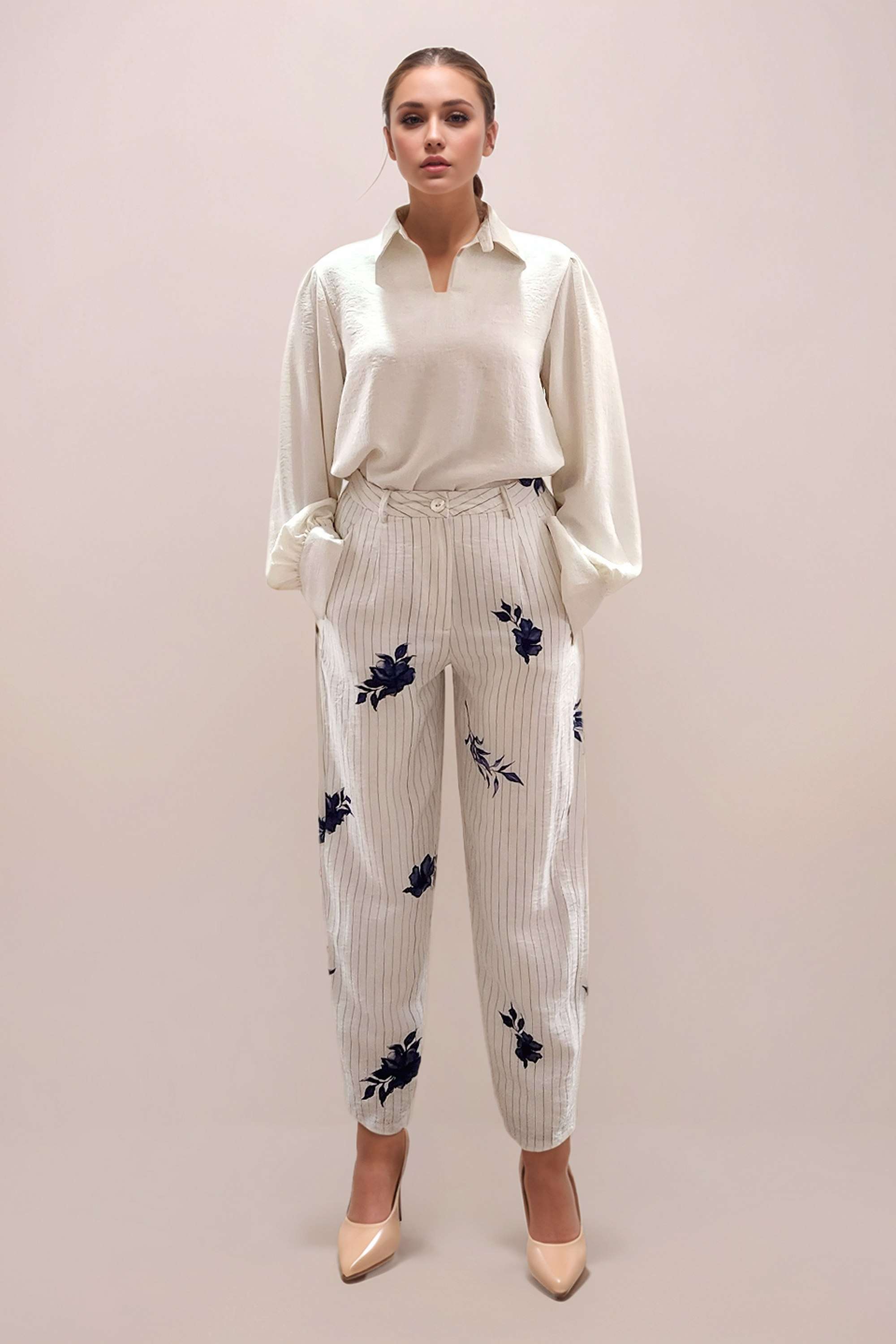 Floral-Regular-Fit-Blended-Fabric-Women-s-Casual-Wear-Trousers