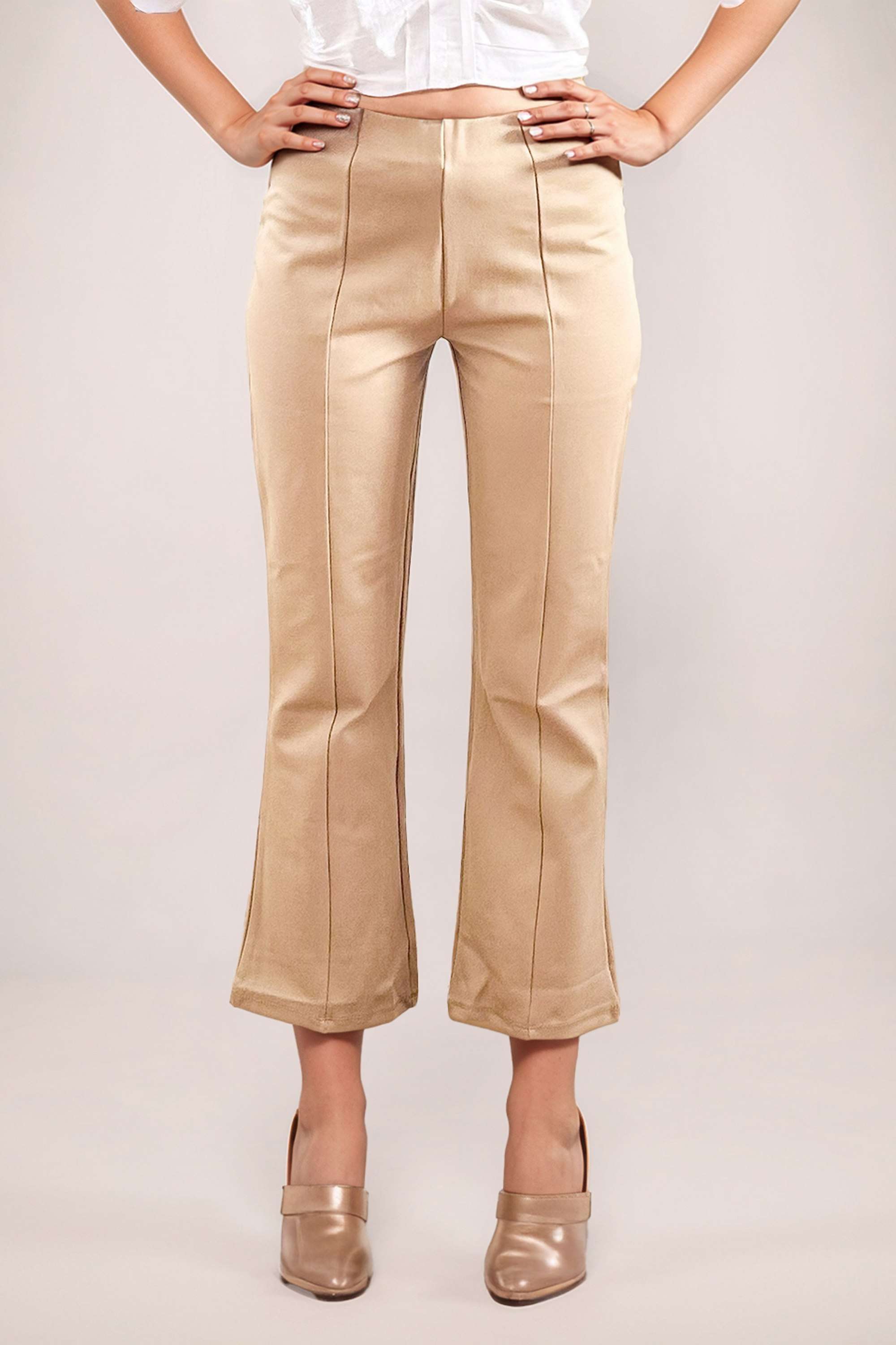 Solid-Regular-Fit-Blended-Fabric-Women-Casual-Wear-Trousers
