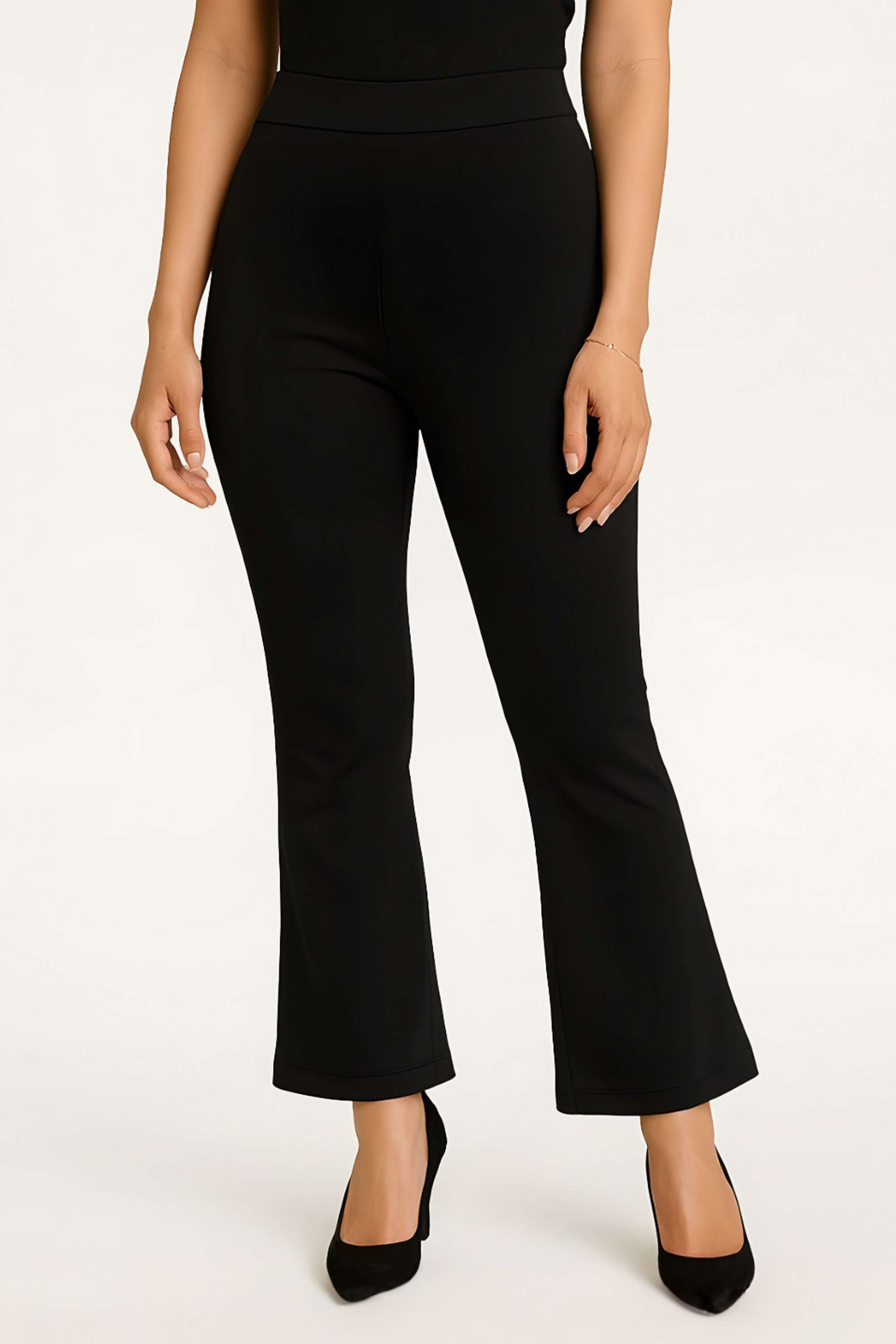 Solid-Straight-Fit-Blended-Fabric-Women-s-Casual-Wear-Trousers