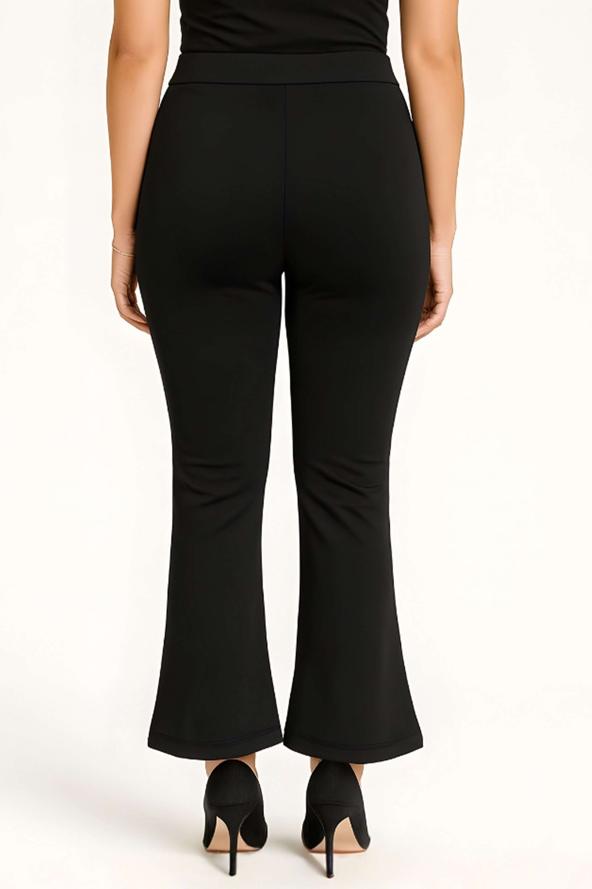 Solid-Straight-Fit-Blended-Fabric-Women-s-Casual-Wear-Trousers