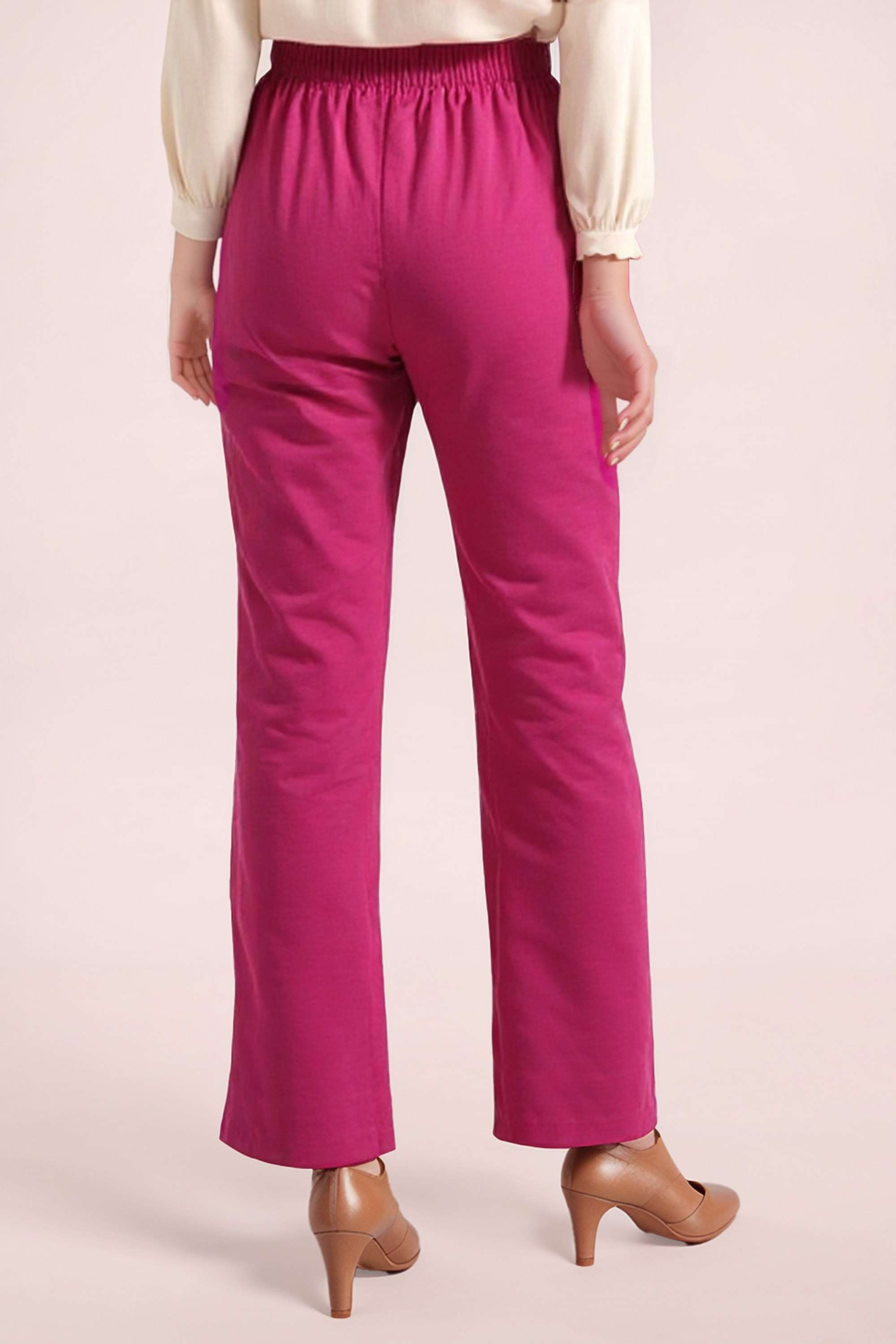 Solid-Regular-Fit-Polyester-Women-s-Casual-Wear-Trousers