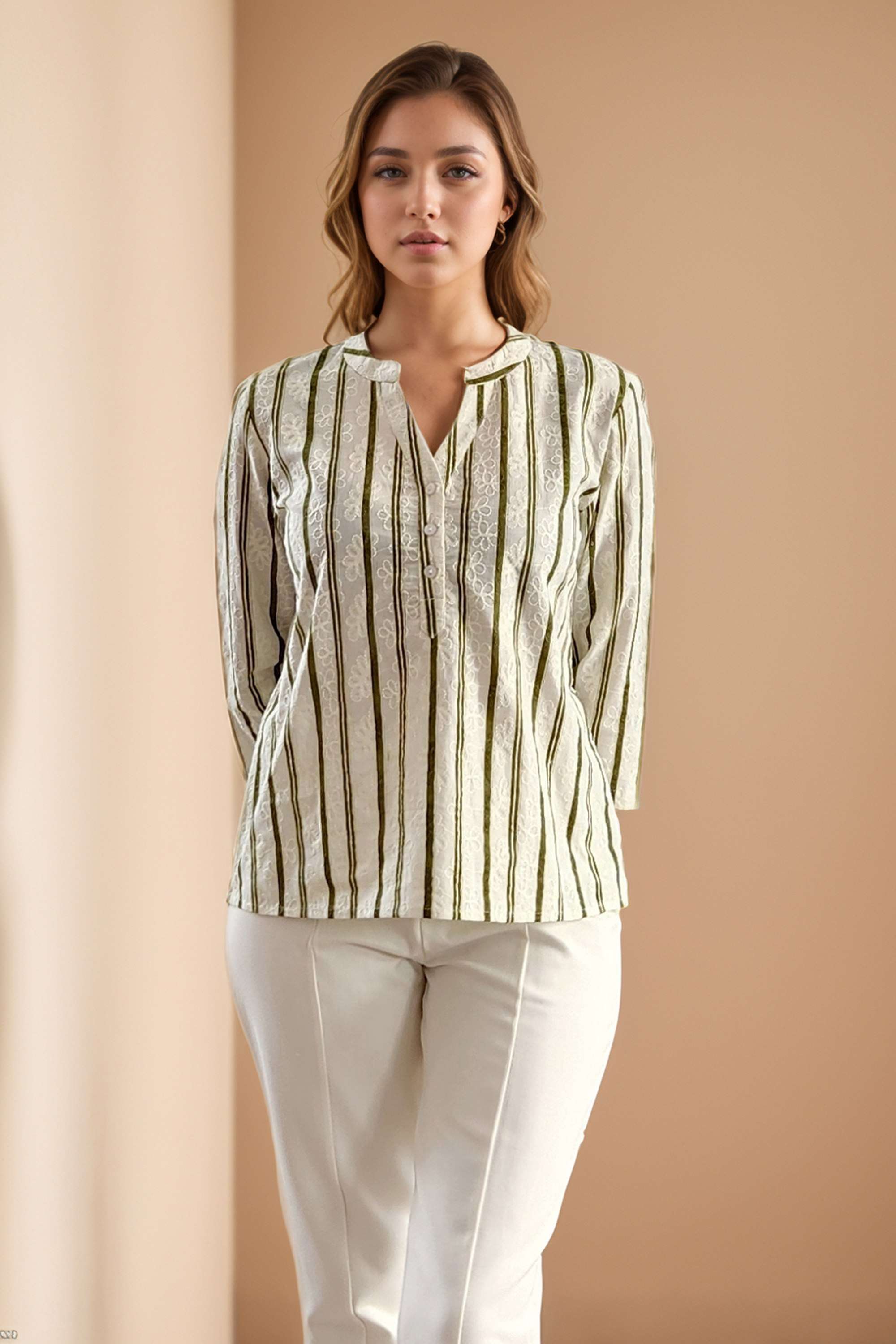 Stripes-Cotton-Collared-Women-s-Top