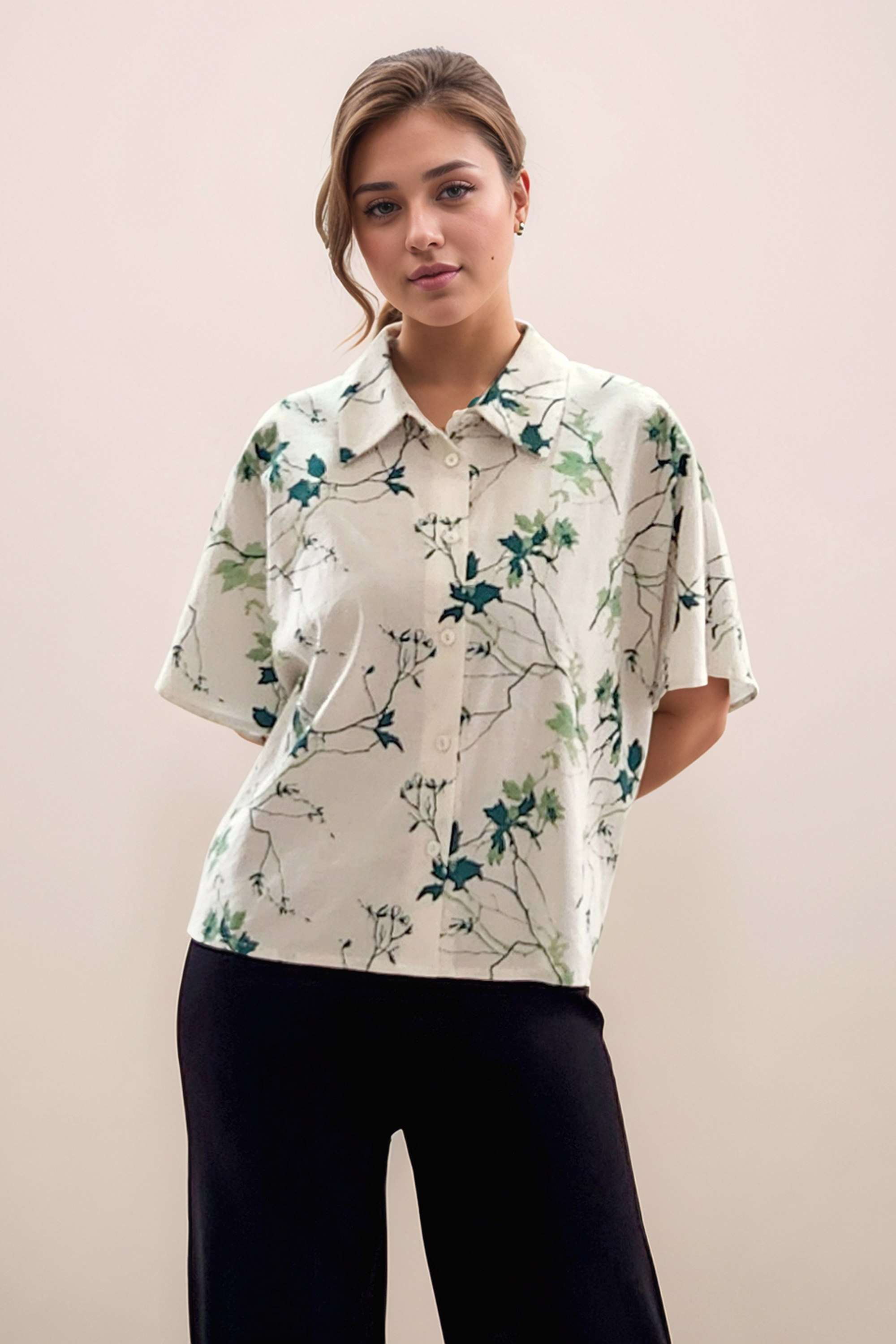 Printed-Cotton-Collared-Women-s-Top