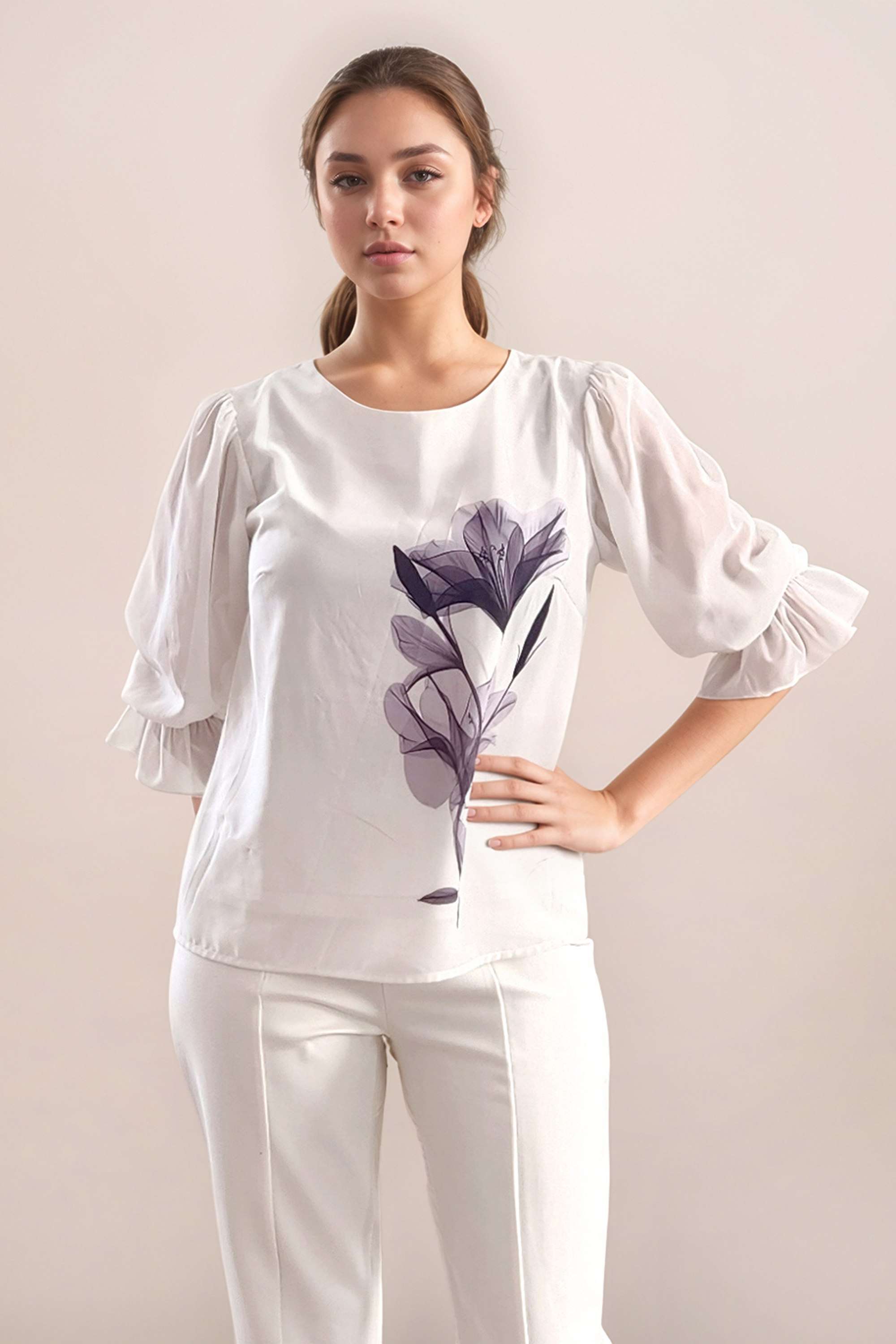 zink london Floral Polyester Round Neck Women Top-picture-27