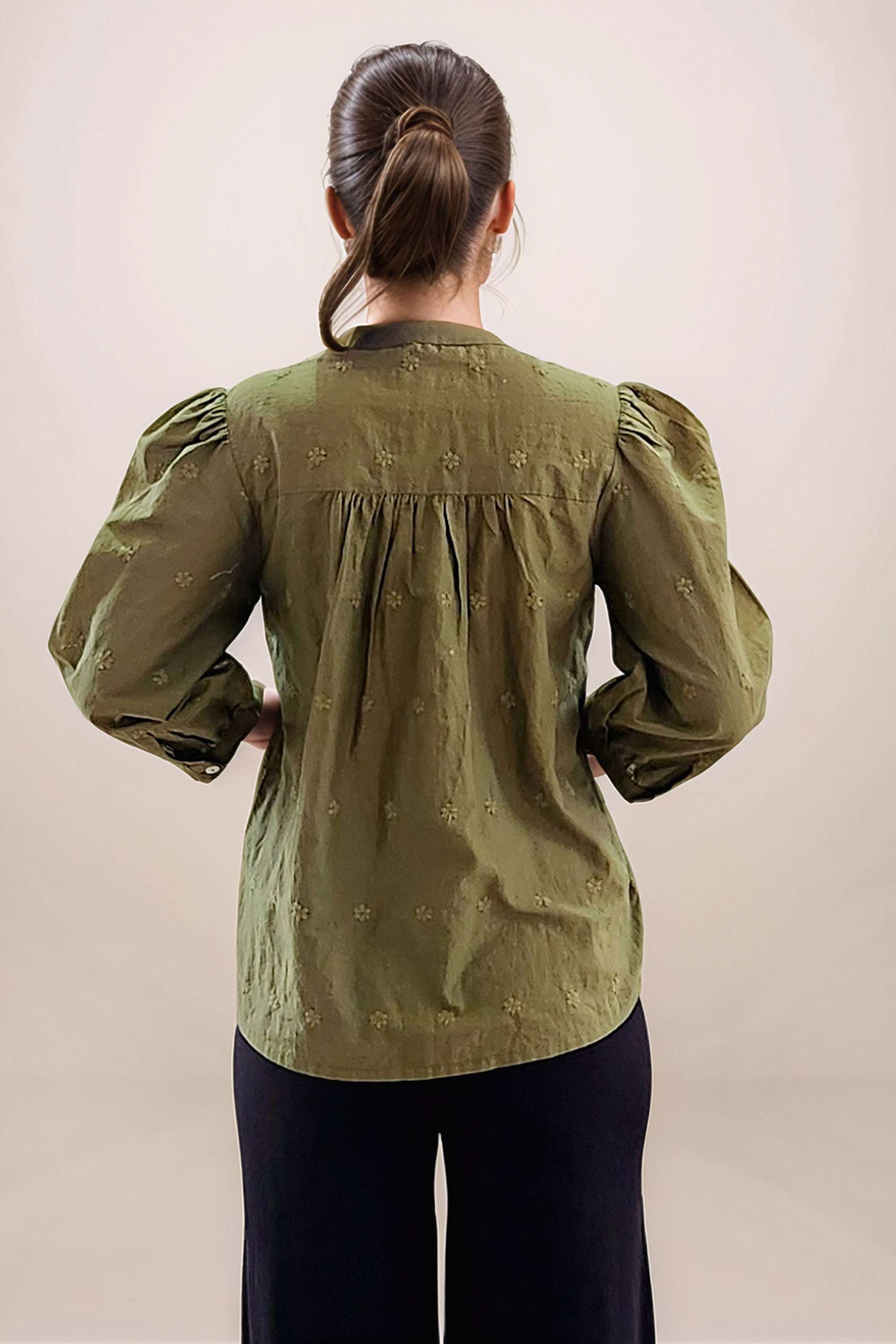 Solid-Cotton-Collared-Women-s-Top