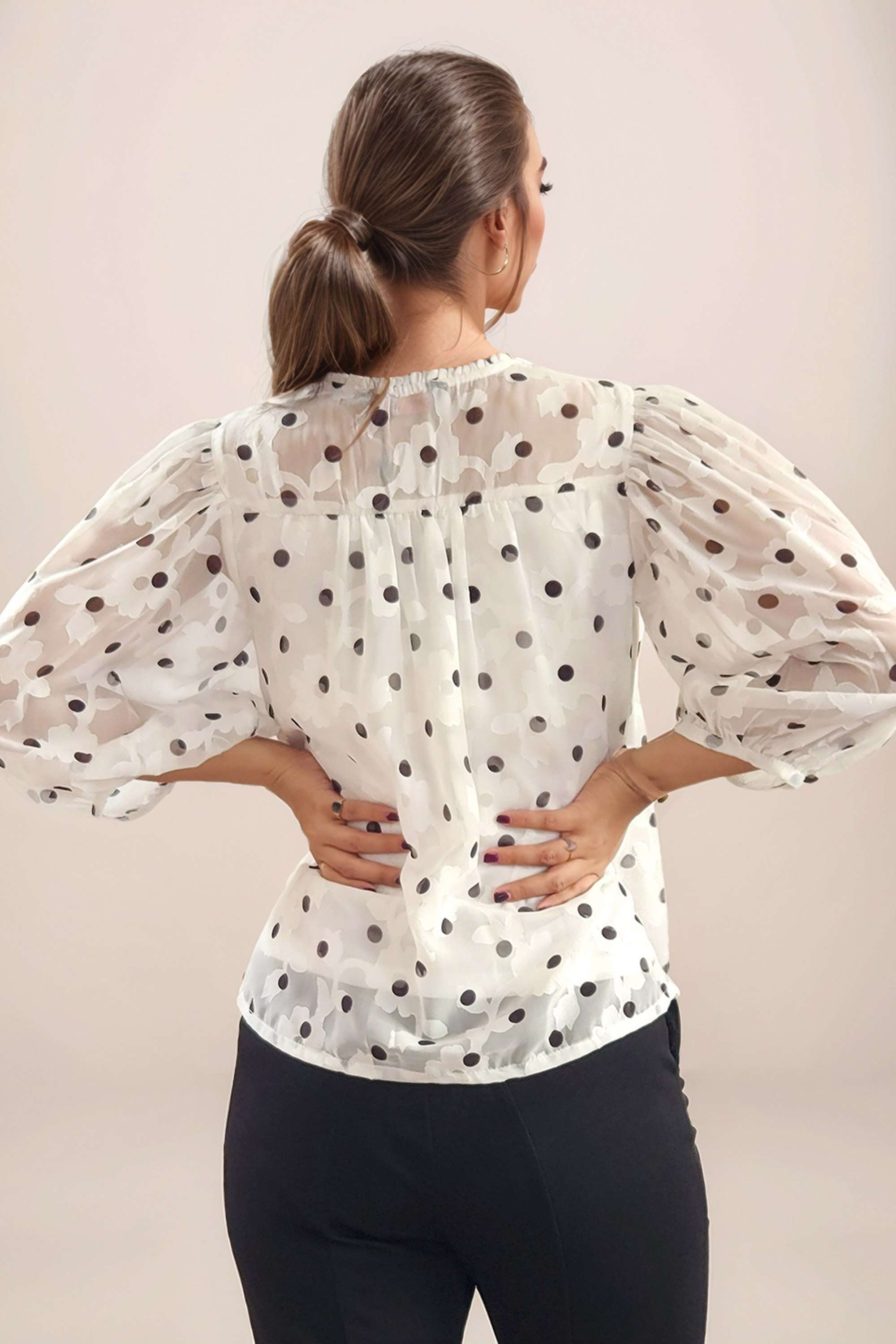 Floral-Polyester-V-Neck-Women-s-Top