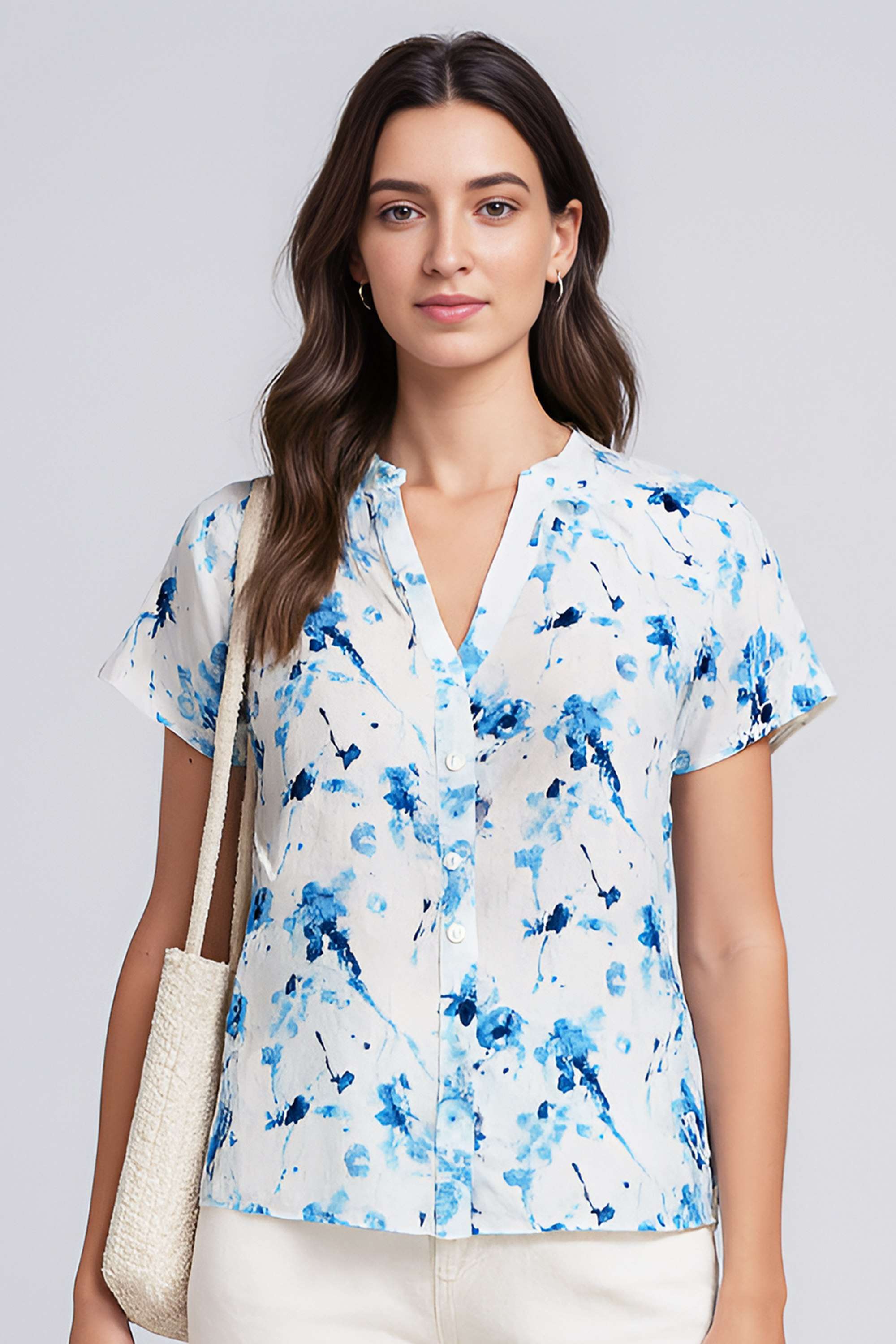 zink london Floral Cotton V-Neck Women Top-picture-24