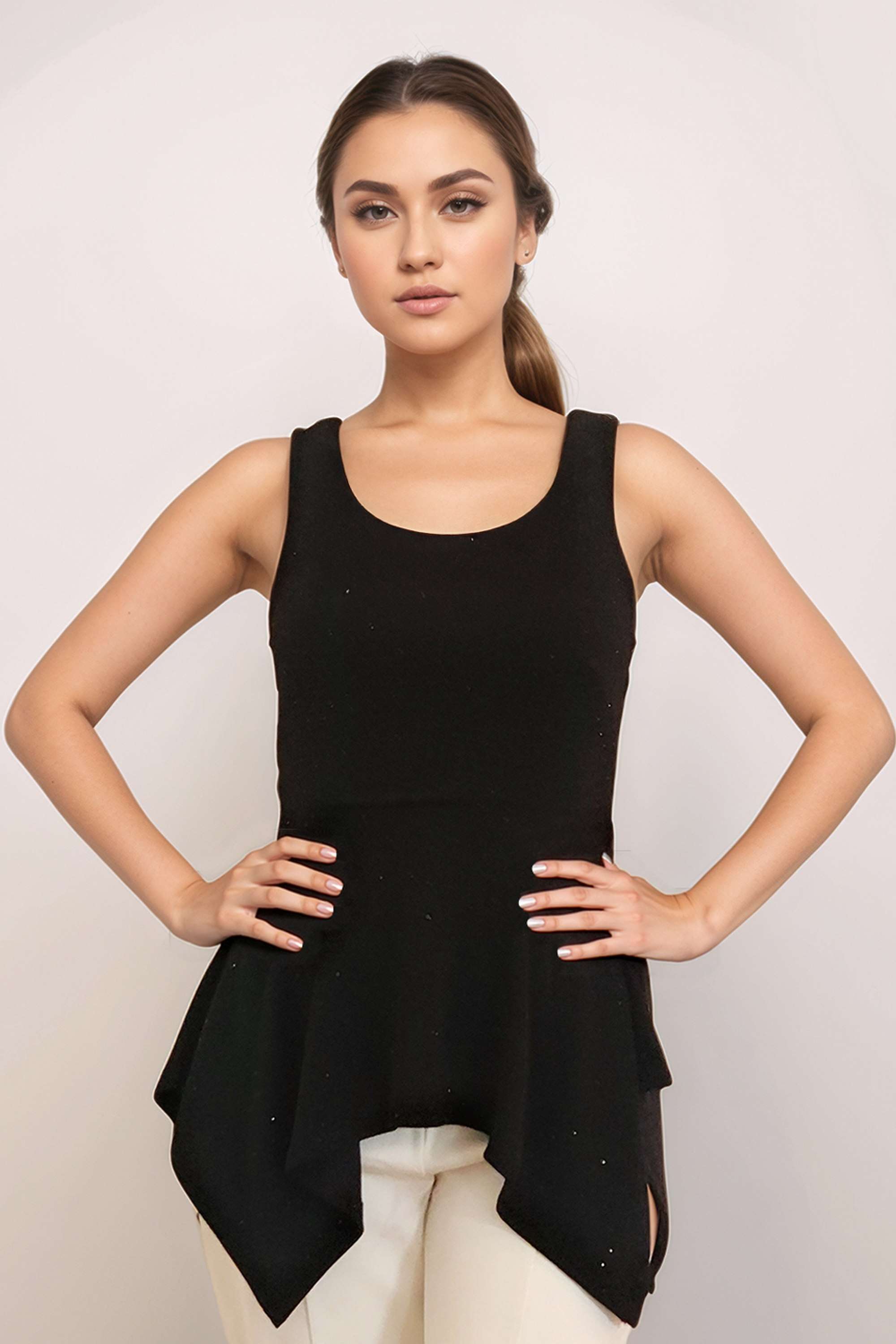 zink london Solid Polyester Round Neck Women Top-picture-31