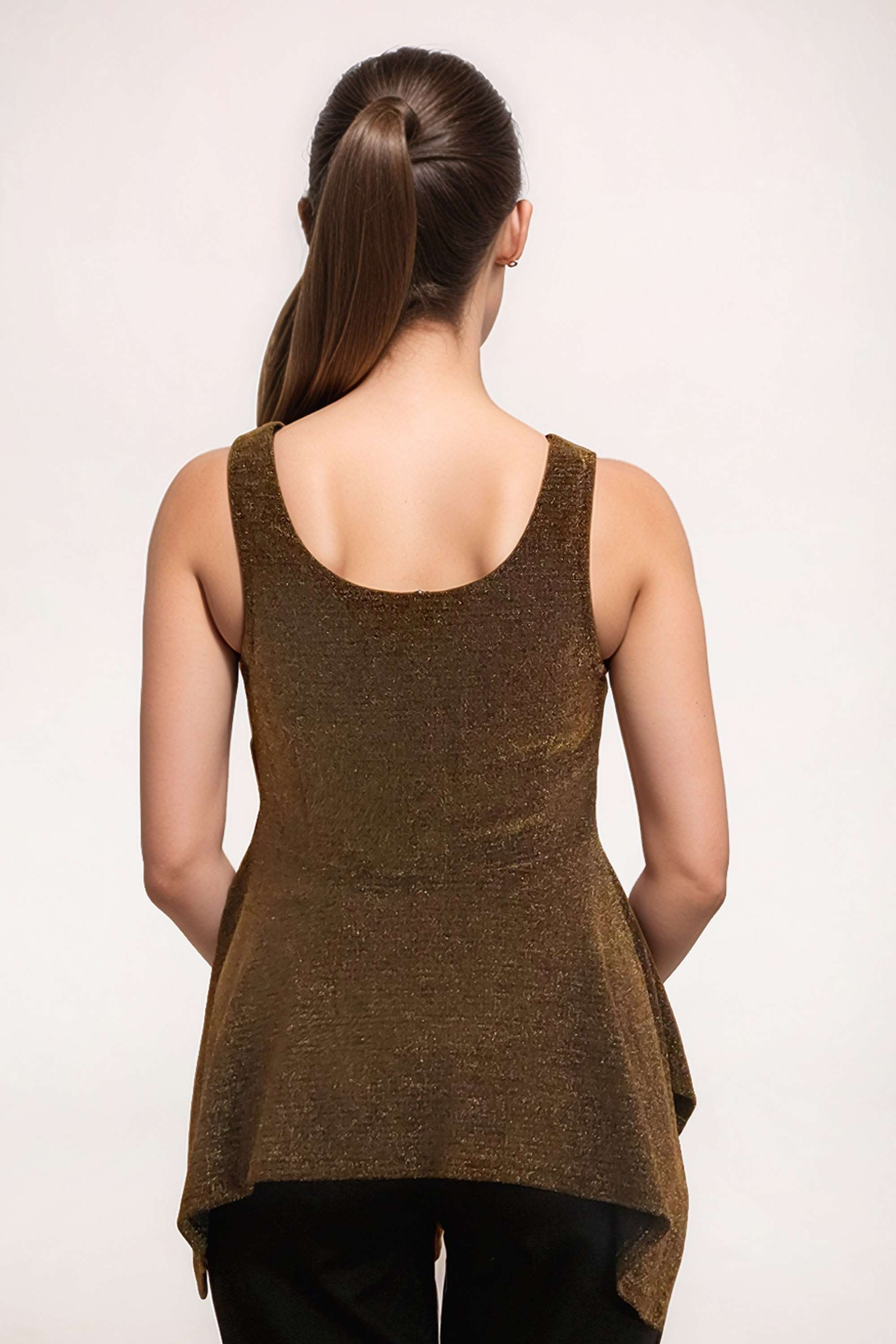 Solid-Round-Neck-Polyester-Women-Festive-Wear-Top