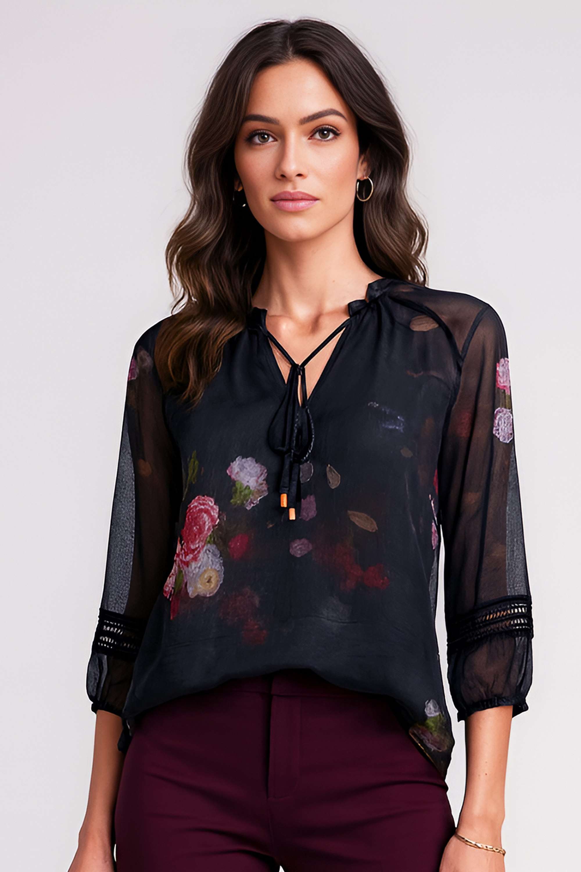 Floral-Tie-Up-Neck-Women-Festive-Wear-Top