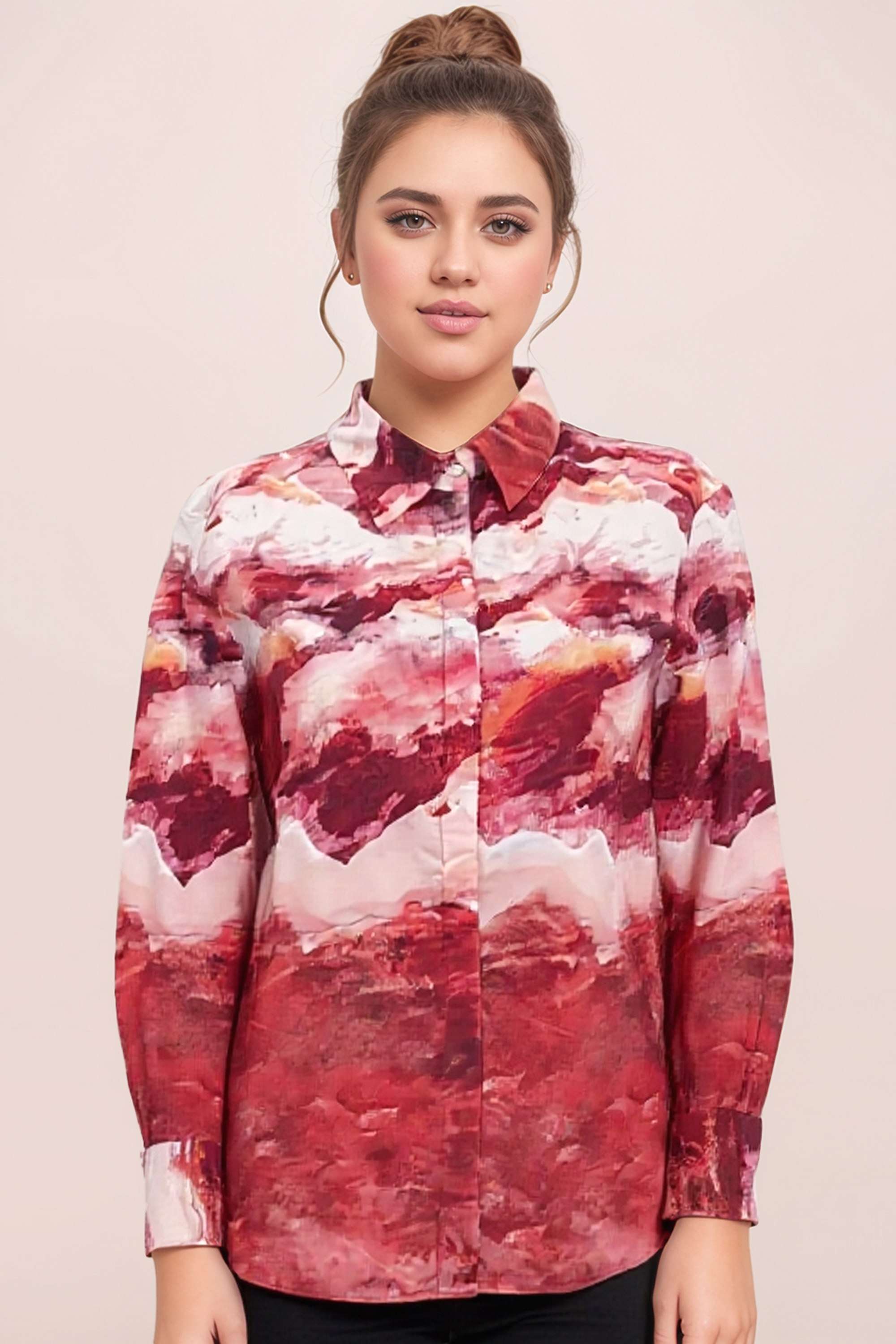 Abstract-Cotton-Collared-Women-s-Top