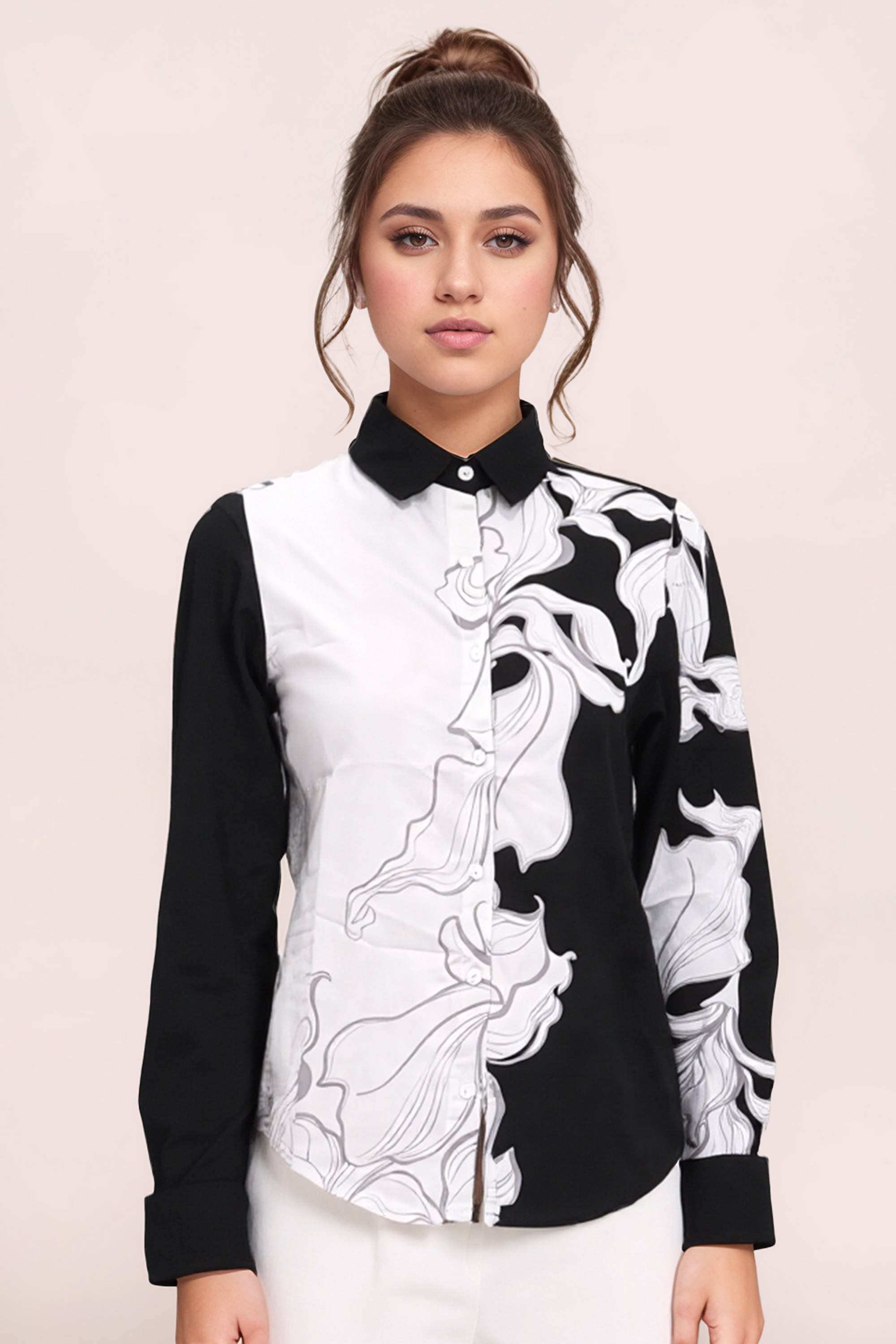 Floral-Cotton-Collared-Women-s-Top