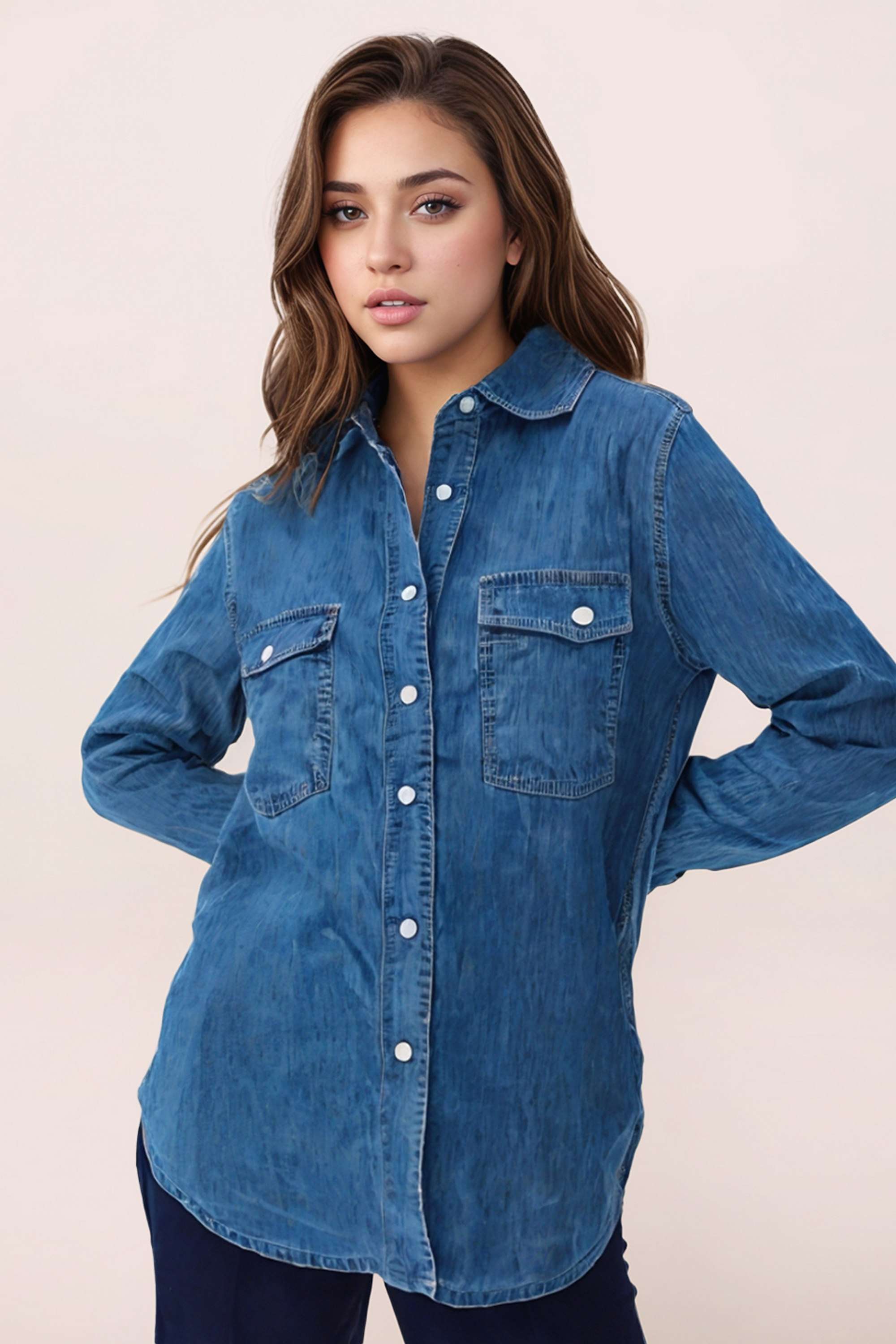 Solid-Cotton-Collared-Women-s-Top