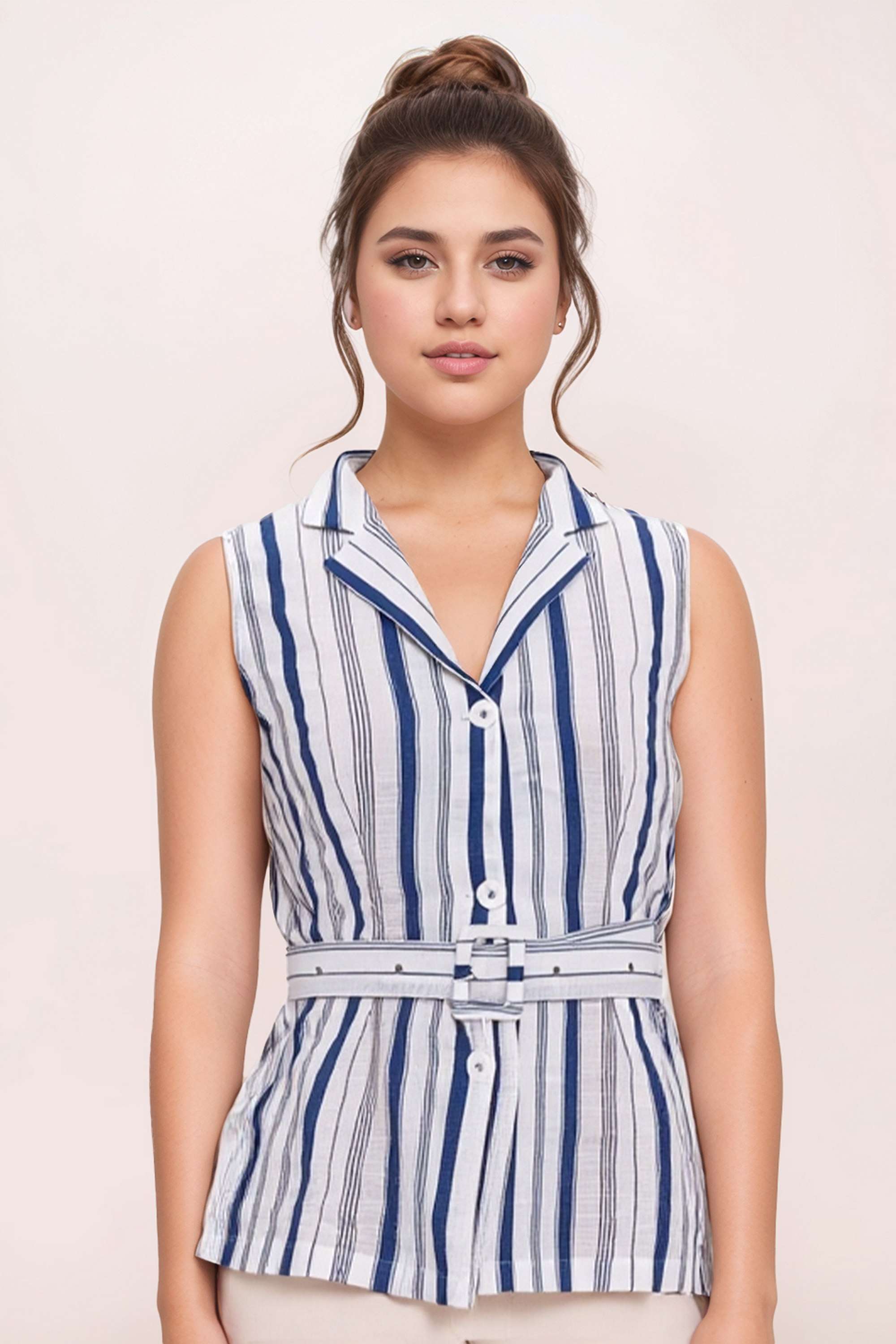 Stripes-Cotton-Collared-Women-s-Top