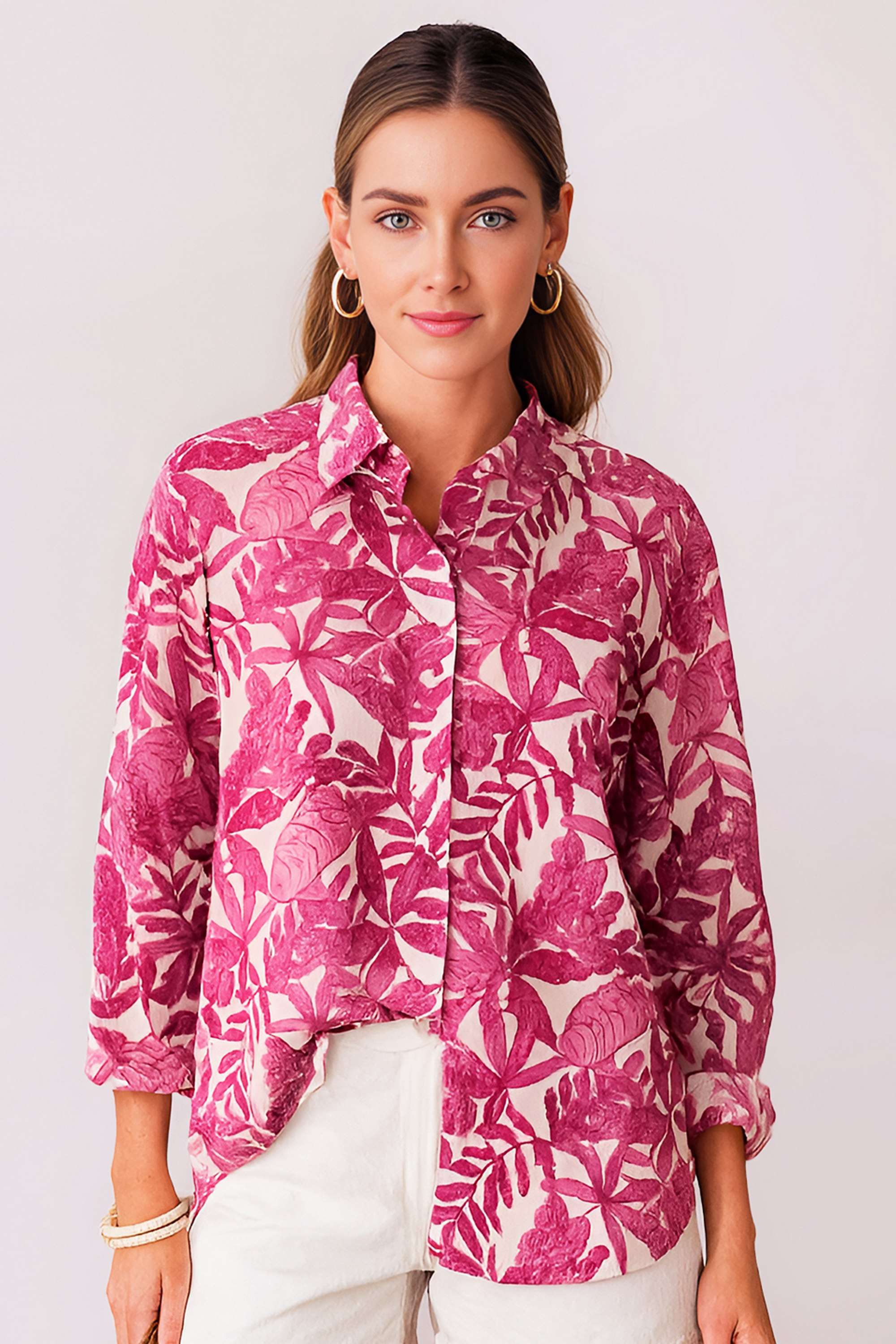 zink london Printed Blended Fabric Collared Women's Top-picture-20